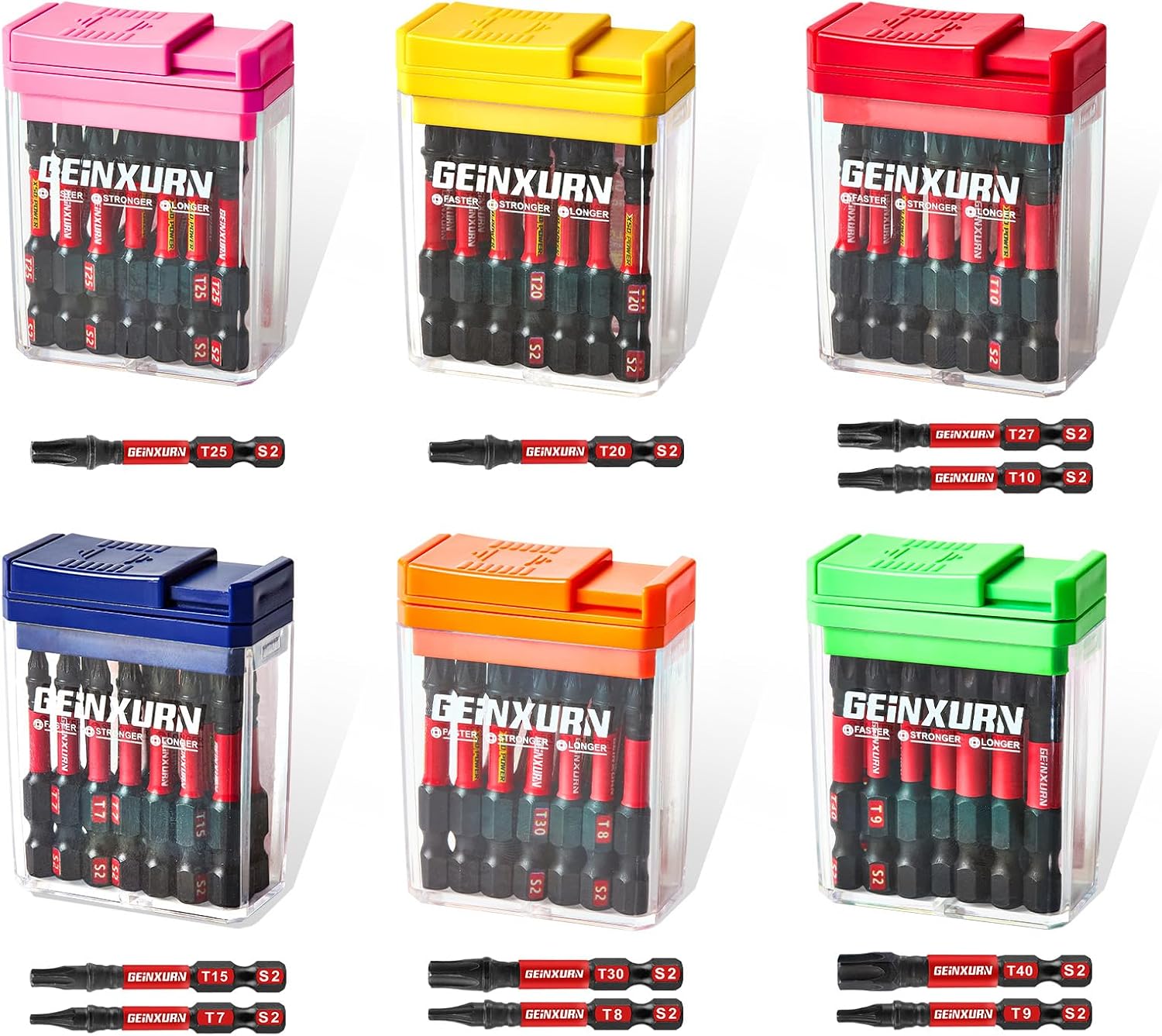 Geinxurn Impact Torx Schraubendreher Bits Set, 90 Stücke 50mm Bitsatz Magnetisch S2 Stahl Multi Treiber Bits mit Lagerung Bunte Box 1 Geinxurn Impact Torx Schraubendreher Bits Set, 90 Stücke 50mm Bitsatz Magnetisch S2 Stahl Multi Treiber Bits mit Lagerung Bunte Box