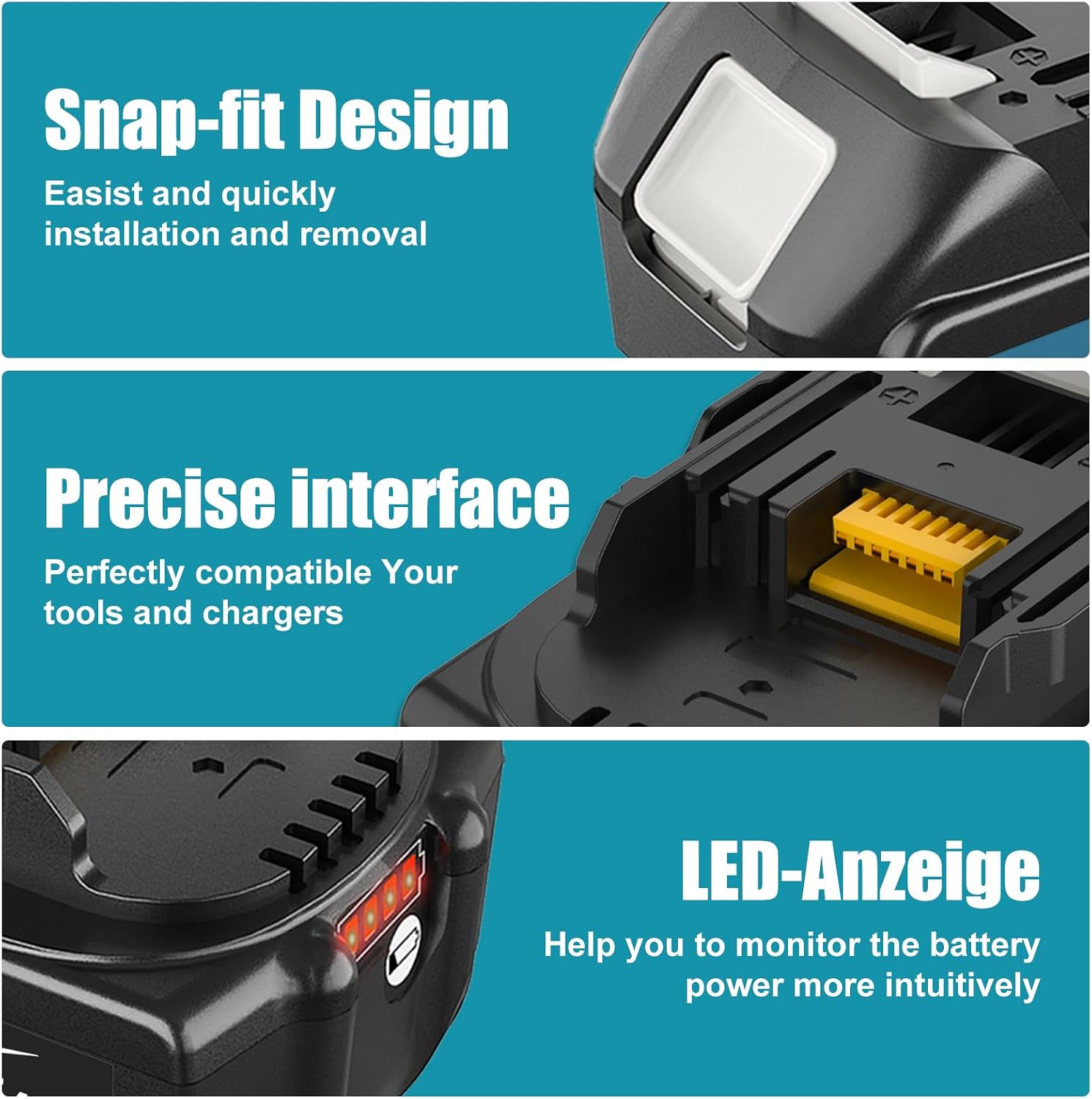 2pcs 5500mAh kompatibel für Makita akku 18V 5.5Ah BL1860B BL1850B BL1850 BL1840 BL1830 BL1860 BL1860B mit LED Indikator 3 2pcs 5500mAh kompatibel für Makita akku 18V 5.5Ah BL1860B BL1850B BL1850 BL1840 BL1830 BL1860 BL1860B mit LED Indikator – Bild 3