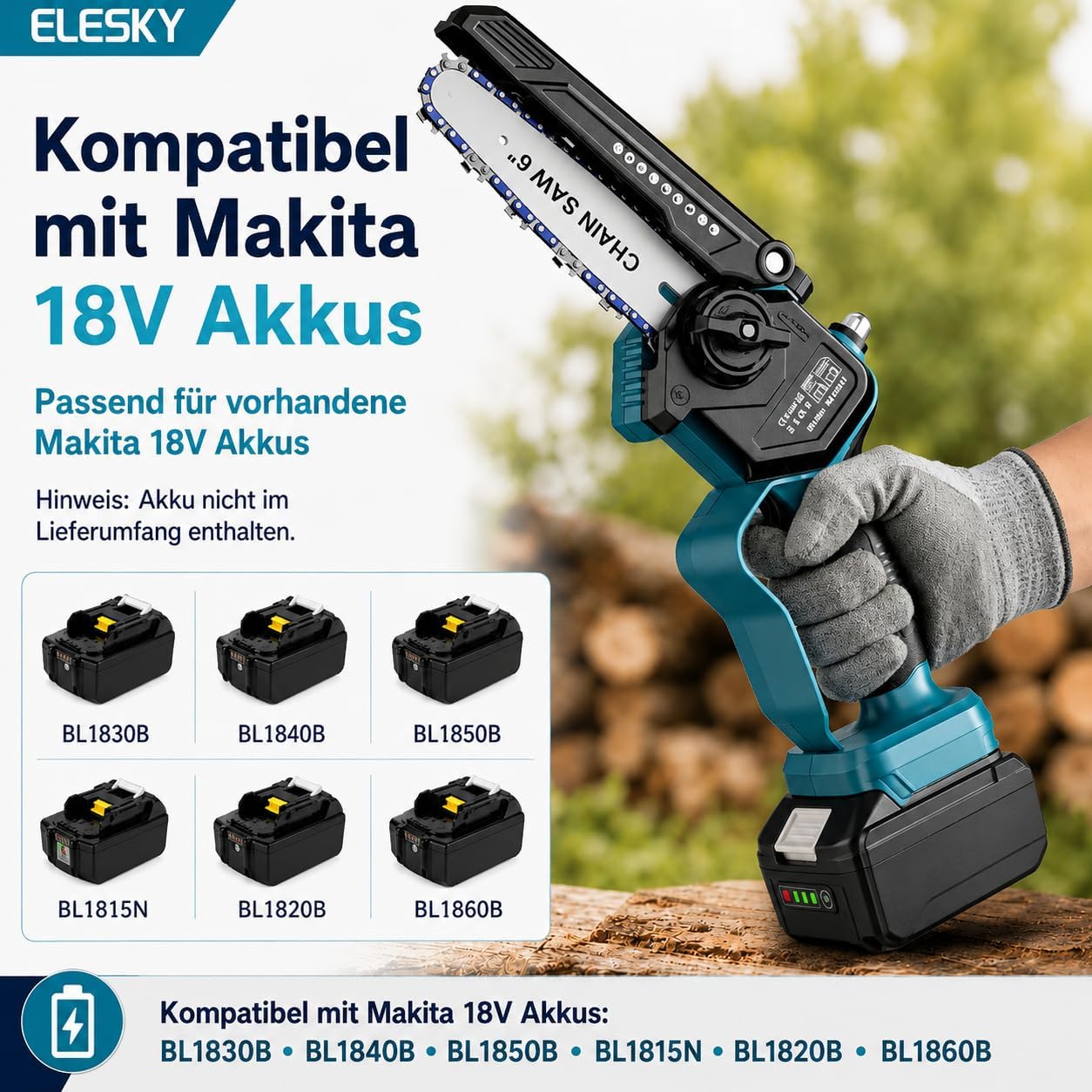 20CM Akku-Astsäge, Akku-Kettensäge kompatibel mit Makita 18V 4 20CM Akku-Astsäge, Akku-Kettensäge kompatibel mit Makita 18V – Bild 4