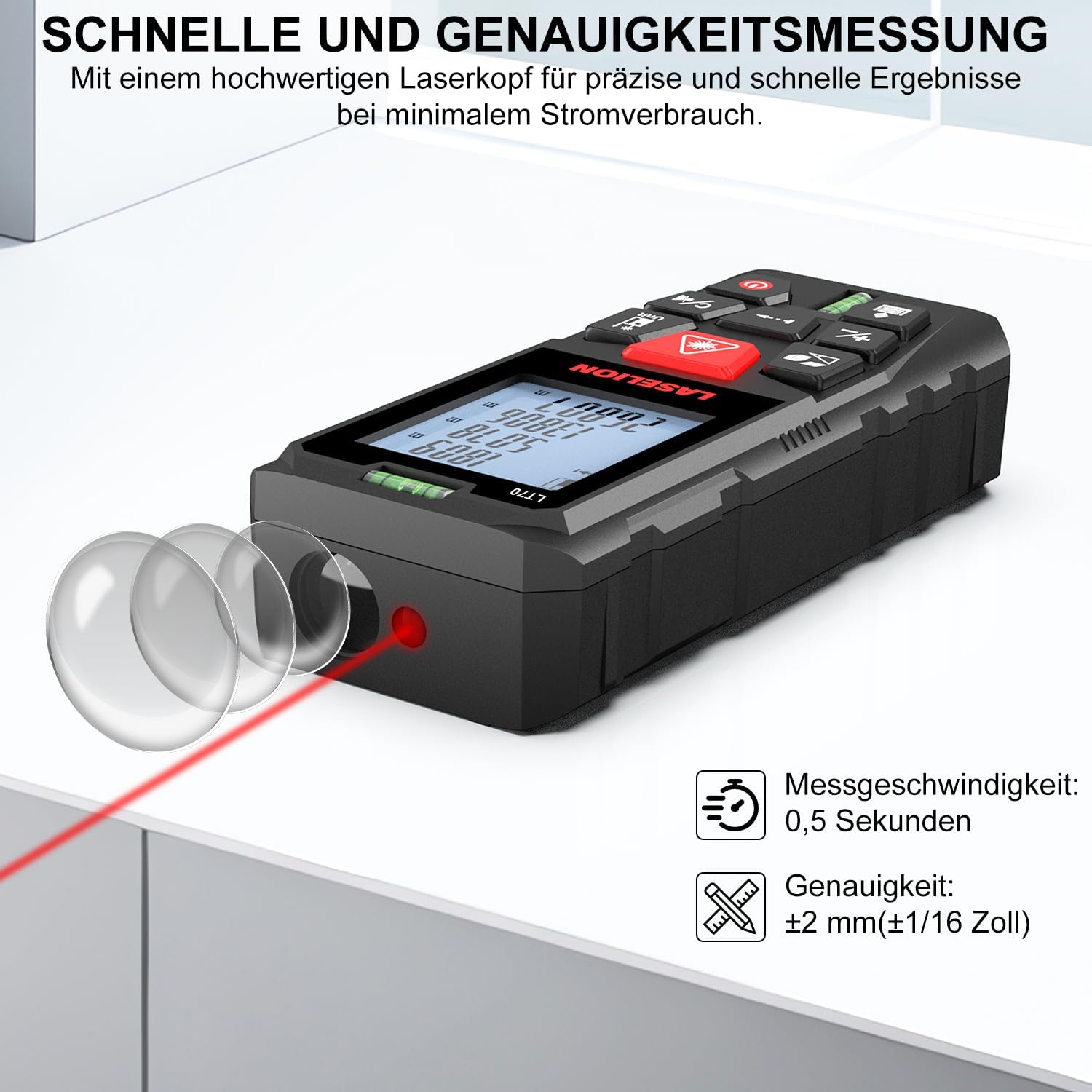 LASELION LT70 70m Laser Entfernungsmesser mit Wasserwaage 4 LASELION LT70 70m Laser Entfernungsmesser mit Wasserwaage – Bild 4