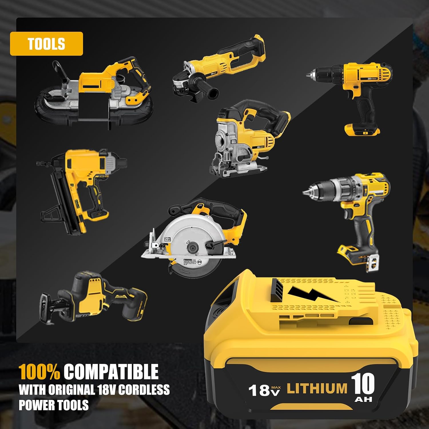 4X10.0Ah/10000mAh Ersatzakku für Dewalt Akku 18V+ Ladegerät DCB104 5 4X10.0Ah/10000mAh Ersatzakku für Dewalt Akku 18V+ Ladegerät DCB104 – Bild 5