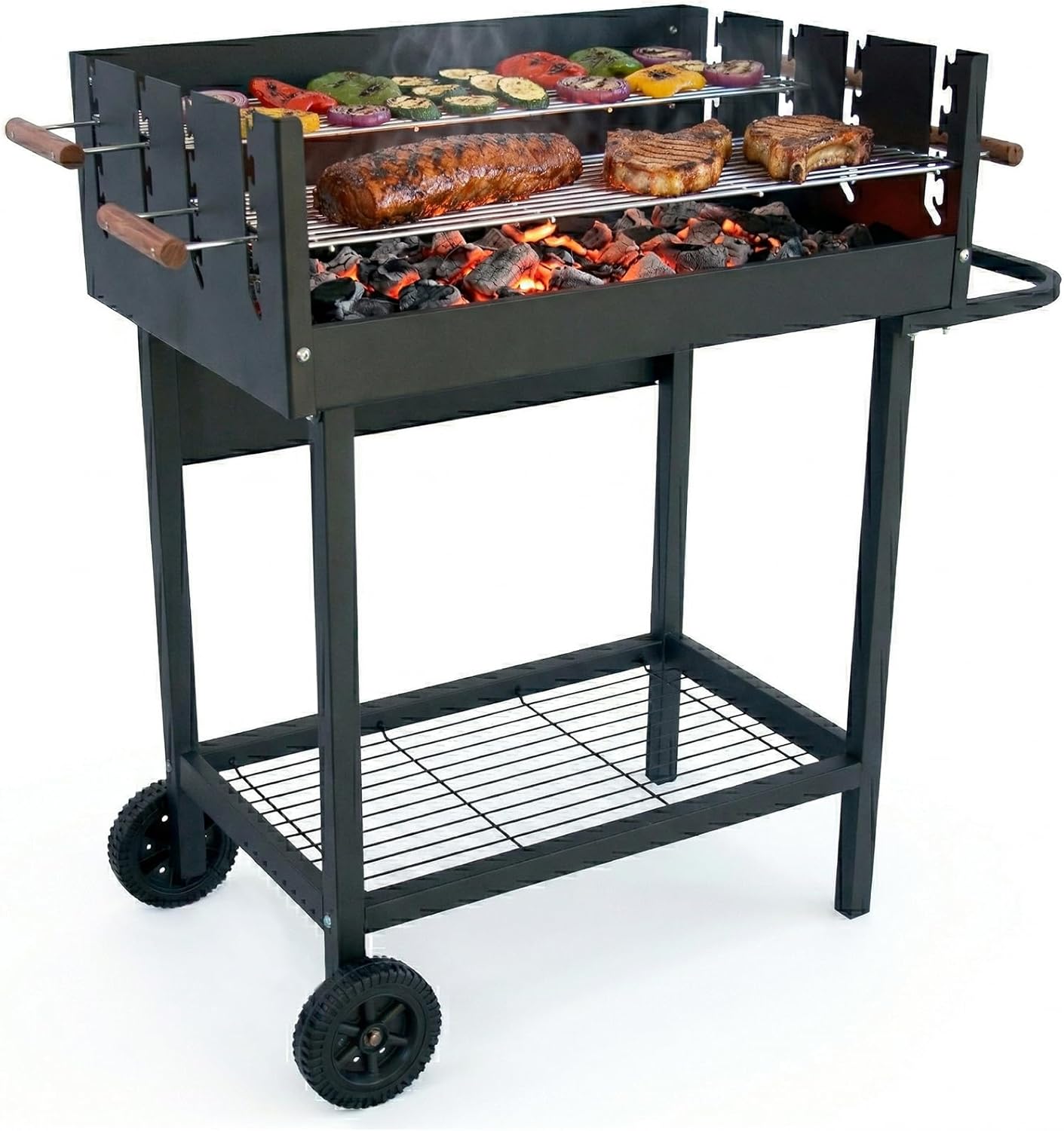 Amig - Holzkohlegrill - 94 x 51 x 93 cm - Schwarz - Aus Stahl gefertigt - für Garten und Terrasse mit Familiennutzung und einfachem Aufbau, bequemer Reinigung und konsistenter Qualität. Mod. DRAKEN 1 Amig - Holzkohlegrill - 94 x 51 x 93 cm - Schwarz - Aus Stahl gefertigt - für Garten und Terrasse mit Familiennutzung und einfachem Aufbau, bequemer Reinigung und konsistenter Qualität. Mod. DRAKEN