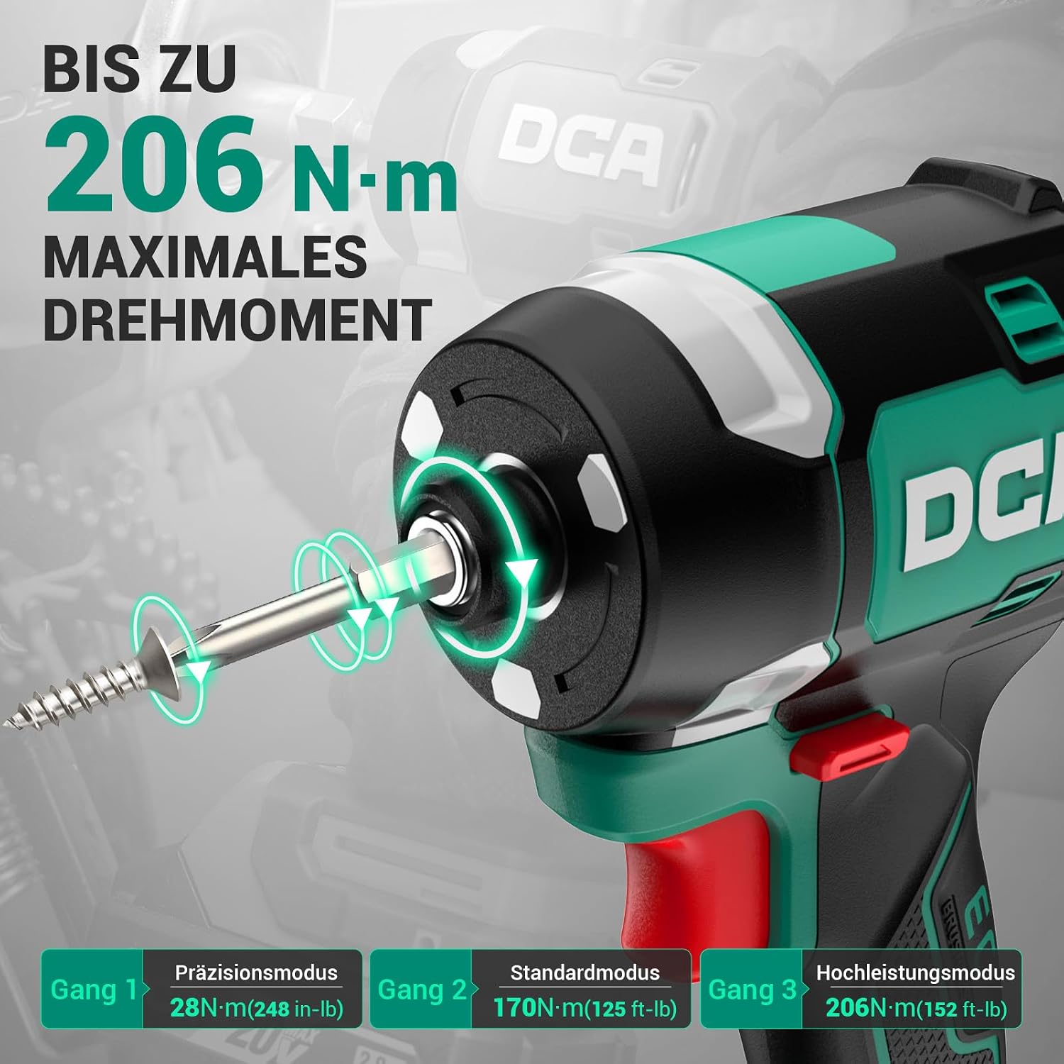 DCA Akku‑Drehschlagschrauber 206 Nm für Befestigen und Lösen von Schrauben 2 DCA Akku‑Drehschlagschrauber 206 Nm für Befestigen und Lösen von Schrauben – Bild 2