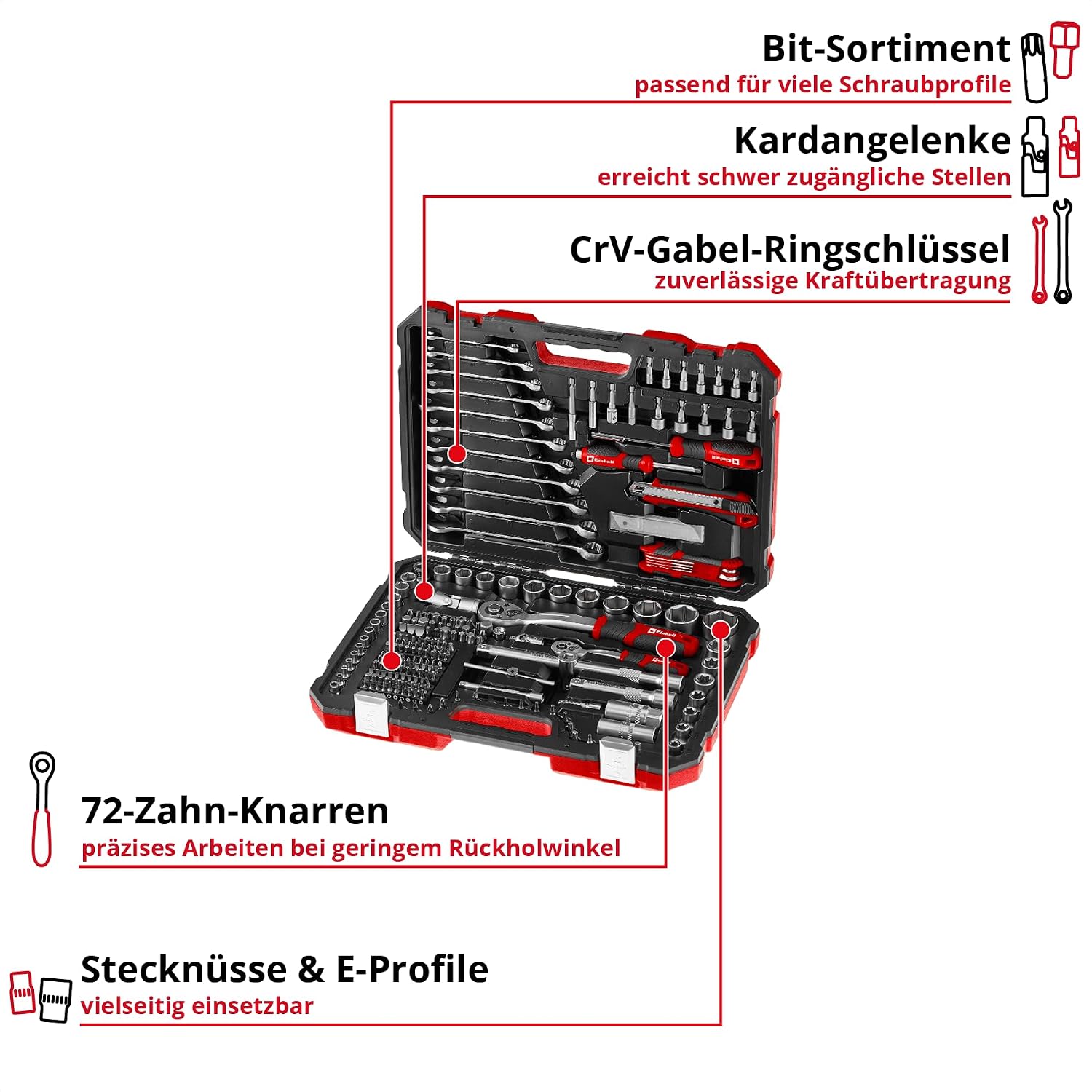 Einhell 233-tlg. Werkzeugkoffer Mechanik 4 Einhell 233-tlg. Werkzeugkoffer Mechanik – Bild 4