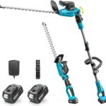 SEESII 20V Teleskop Heckenschere Akku, 2-in-1 Design, 53 cm Doppelmesser