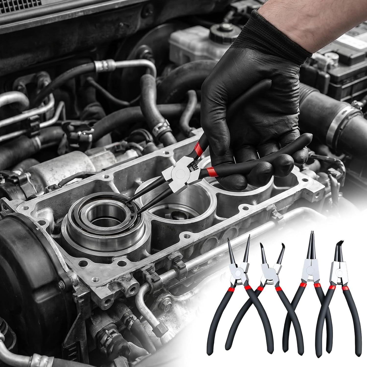 4 Teiliges Sprengringzange Innen und Außen Sprengring Set mit Aufbewahrungstasche Sprengringzangen Set für Mechanik, Reparatur, Montage, Stahlzangen mit Rutschfestem Griff 170mm Schwarz 5 4 Teiliges Sprengringzange Innen und Außen Sprengring Set mit Aufbewahrungstasche Sprengringzangen Set für Mechanik, Reparatur, Montage, Stahlzangen mit Rutschfestem Griff 170mm Schwarz – Bild 5