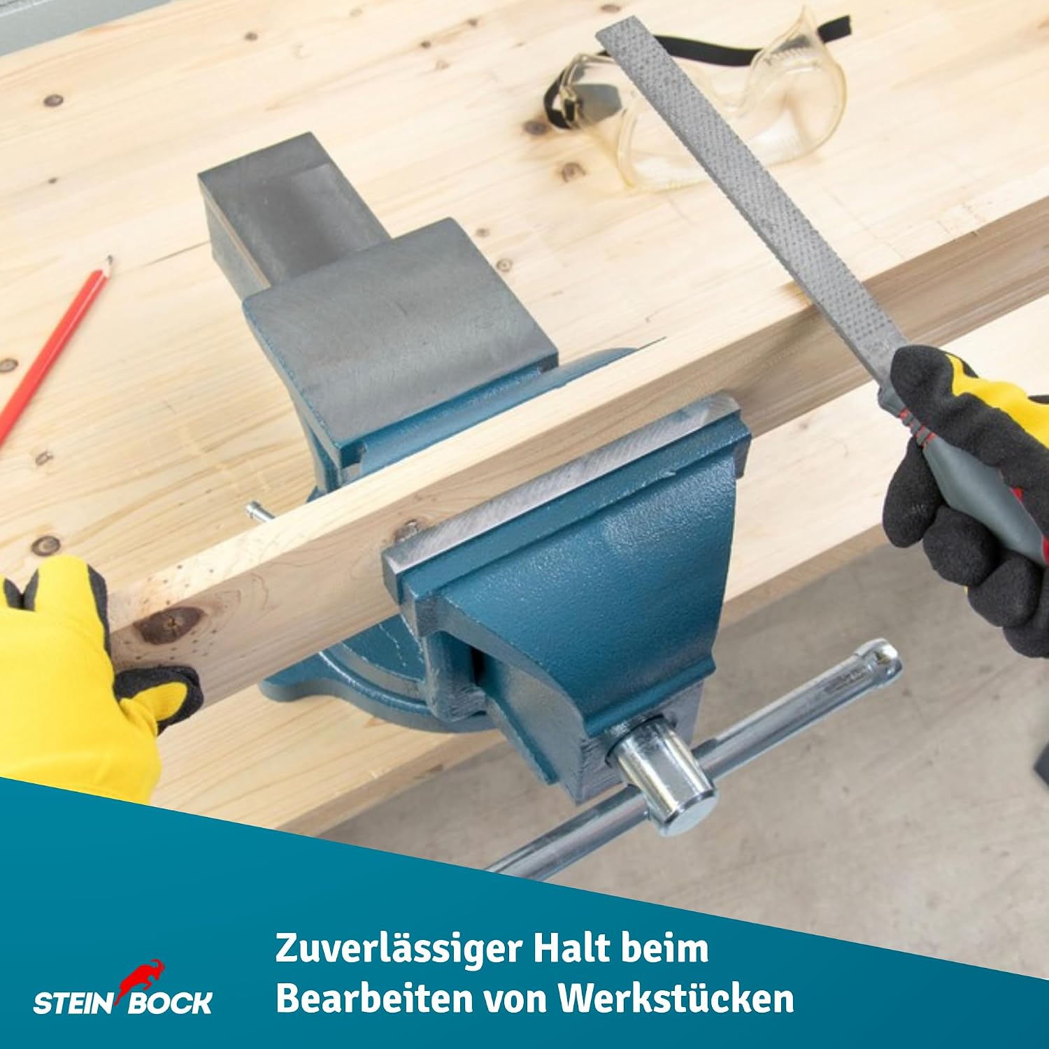 Steinbock Schraubstock 360° drehbar | 150 mm Backenbreite | Blau 5 Steinbock Schraubstock 360° drehbar | 150 mm Backenbreite | Blau – Bild 5