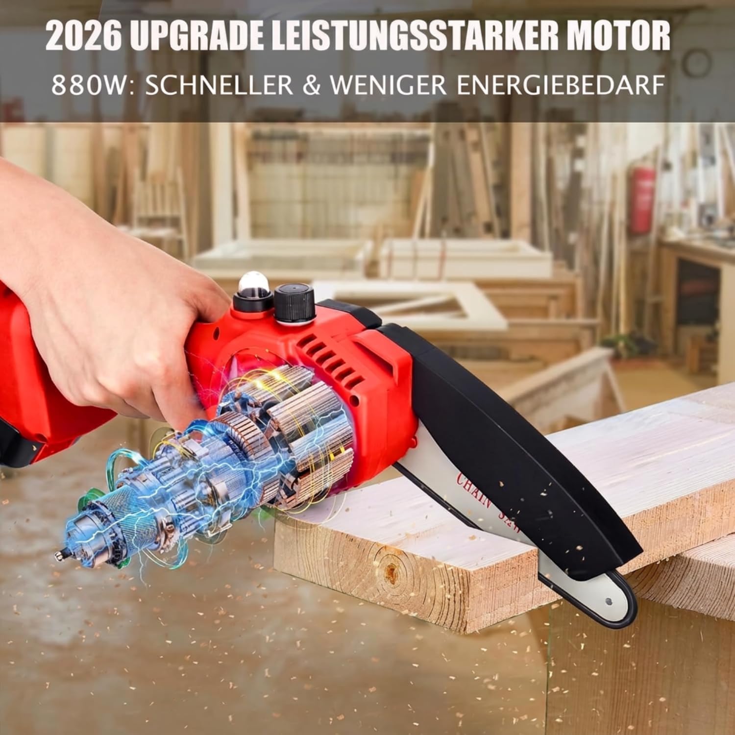 Mini Kettensäge 6 Zoll mit Akku 2 x 4000 mAh, Akku Kettensäge mit Automatischer Öler, Handkettensäge Akku für Gartenscheren Astschere Holzschneidenz 4 Mini Kettensäge 6 Zoll mit Akku 2 x 4000 mAh, Akku Kettensäge mit Automatischer Öler, Handkettensäge Akku für Gartenscheren Astschere Holzschneidenz – Bild 4