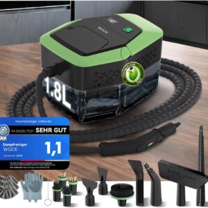20-IN-1 Dampfreiniger Handgerät【100% Kühler & Akkufreier Griff–Neueste NH Labor-Technik】【99,99% Keimreduktion–SPJ Spitzentechnik】Dampfreiniger für Alles, Steam Cleaner für Fußboden, Sofa (Grün)
