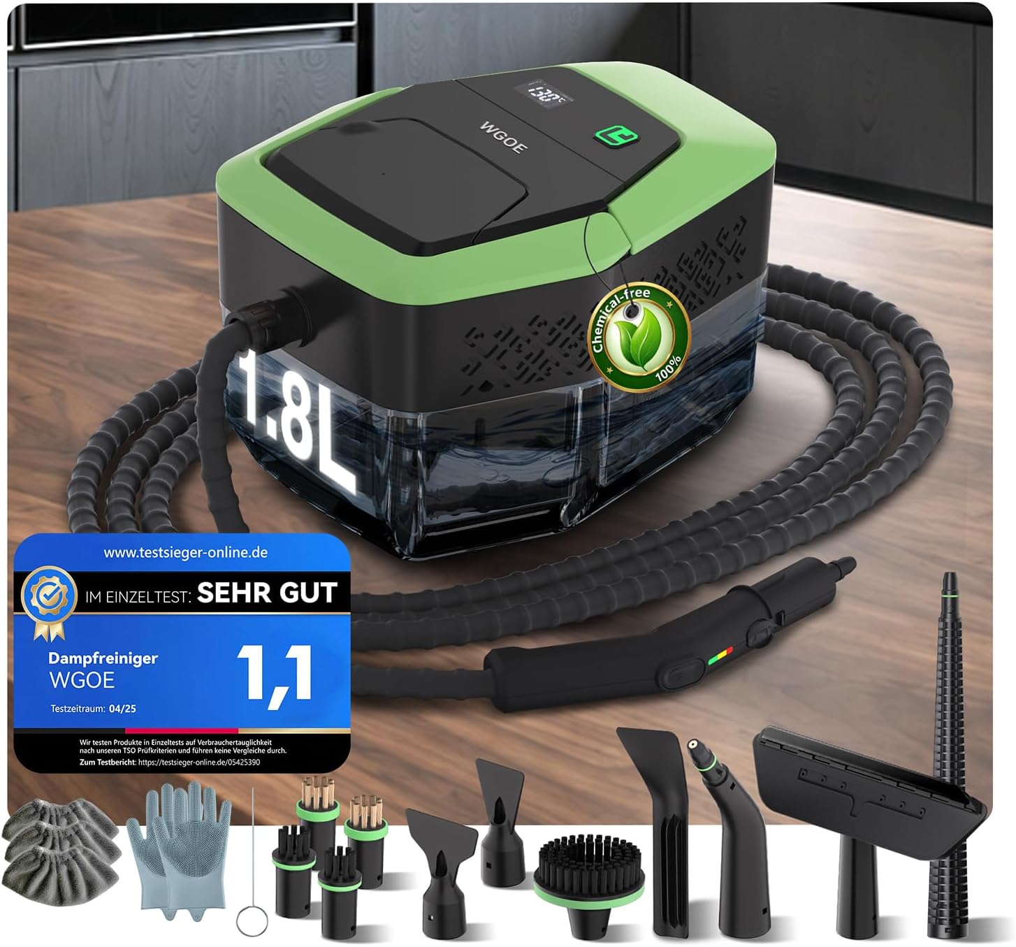 20-IN-1 Dampfreiniger Handgerät【100% Kühler & Akkufreier Griff–Neueste NH Labor-Technik】【99,99% Keimreduktion–SPJ Spitzentechnik】Dampfreiniger für Alles, Steam Cleaner für Fußboden, Sofa (Grün) 1 20-IN-1 Dampfreiniger Handgerät【100% Kühler & Akkufreier Griff–Neueste NH Labor-Technik】【99,99% Keimreduktion–SPJ Spitzentechnik】Dampfreiniger für Alles, Steam Cleaner für Fußboden, Sofa (Grün)