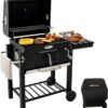 HOMAVO Holzkohlegrill, Klappbarer Grill mit Deckel, Grillfläche 56×42,5 cm, Höhenverstellbarer Kohlekorb, Klappbarer Seitentisch und Schutzhülle inklusive 3 71TT WoahzL. AC SL1500
