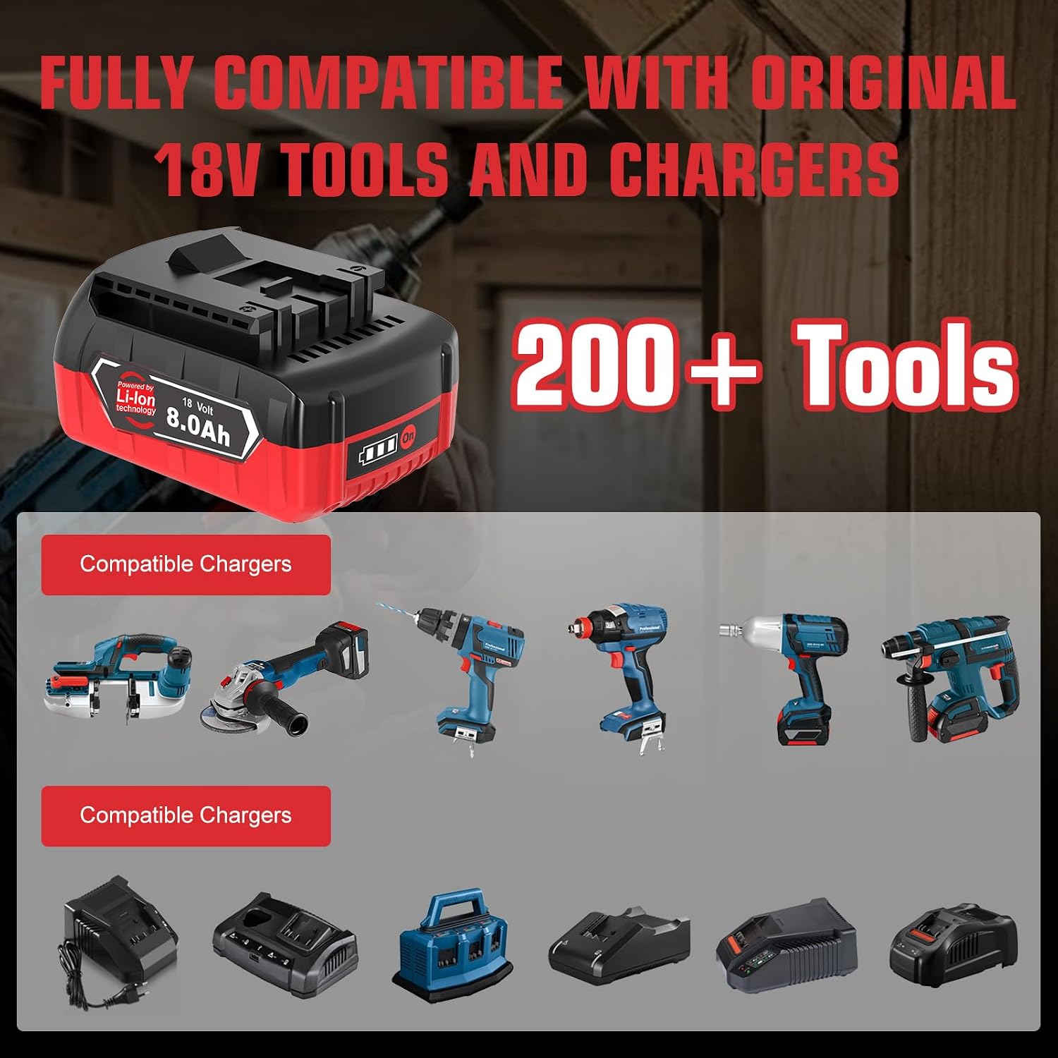 2X 8.0 Ah/8000mAh Ersatzakku für Bosch Akku 18V GBA + Ladegerät 4 2X 8.0 Ah/8000mAh Ersatzakku für Bosch Akku 18V GBA + Ladegerät – Bild 4