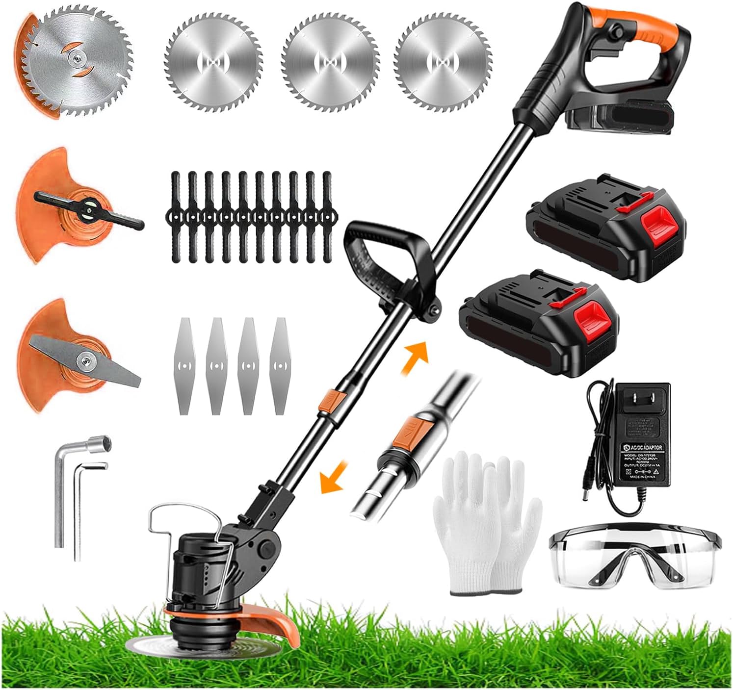 Rasentrimmer mit Akku und Messern 21V Freischneider mit 2*2.0 Ah Akkus und Ladegerät 3 in1 Elektrischer Rasenkantenschneider ohne Kabel Verstellbarer Griff Akku Trimmer für Höfe Garden Trimmen Schwarz 1 Rasentrimmer mit Akku und Messern 21V Freischneider mit 2*2.0 Ah Akkus und Ladegerät 3 in1 Elektrischer Rasenkantenschneider ohne Kabel Verstellbarer Griff Akku Trimmer für Höfe Garden Trimmen Schwarz