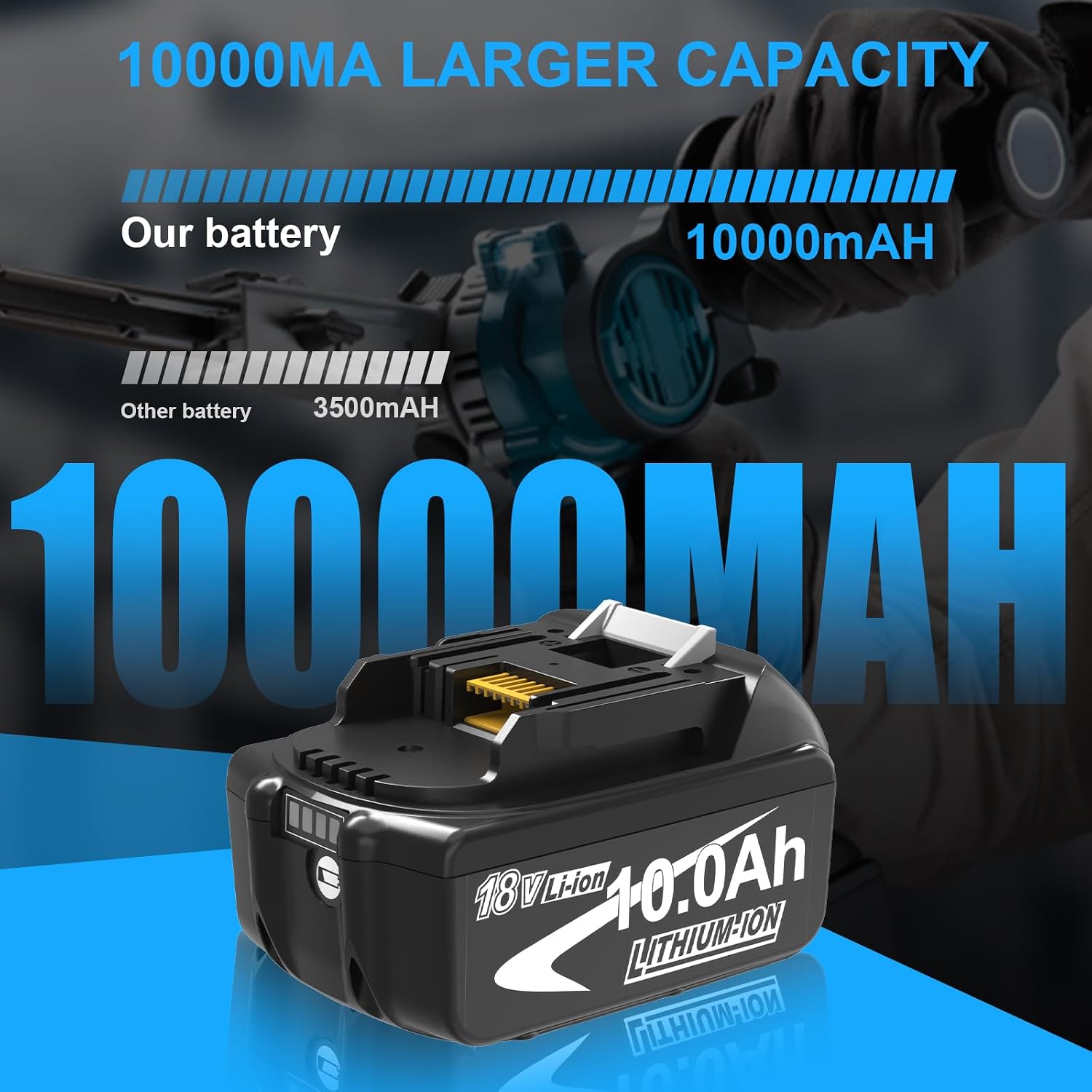 4er-Pack 18V 10,0Ah für Makita Akkus 18V LXT + 6A Doppel Ladegerät DC18RD 5 4er-Pack 18V 10,0Ah für Makita Akkus 18V LXT + 6A Doppel Ladegerät DC18RD – Bild 5
