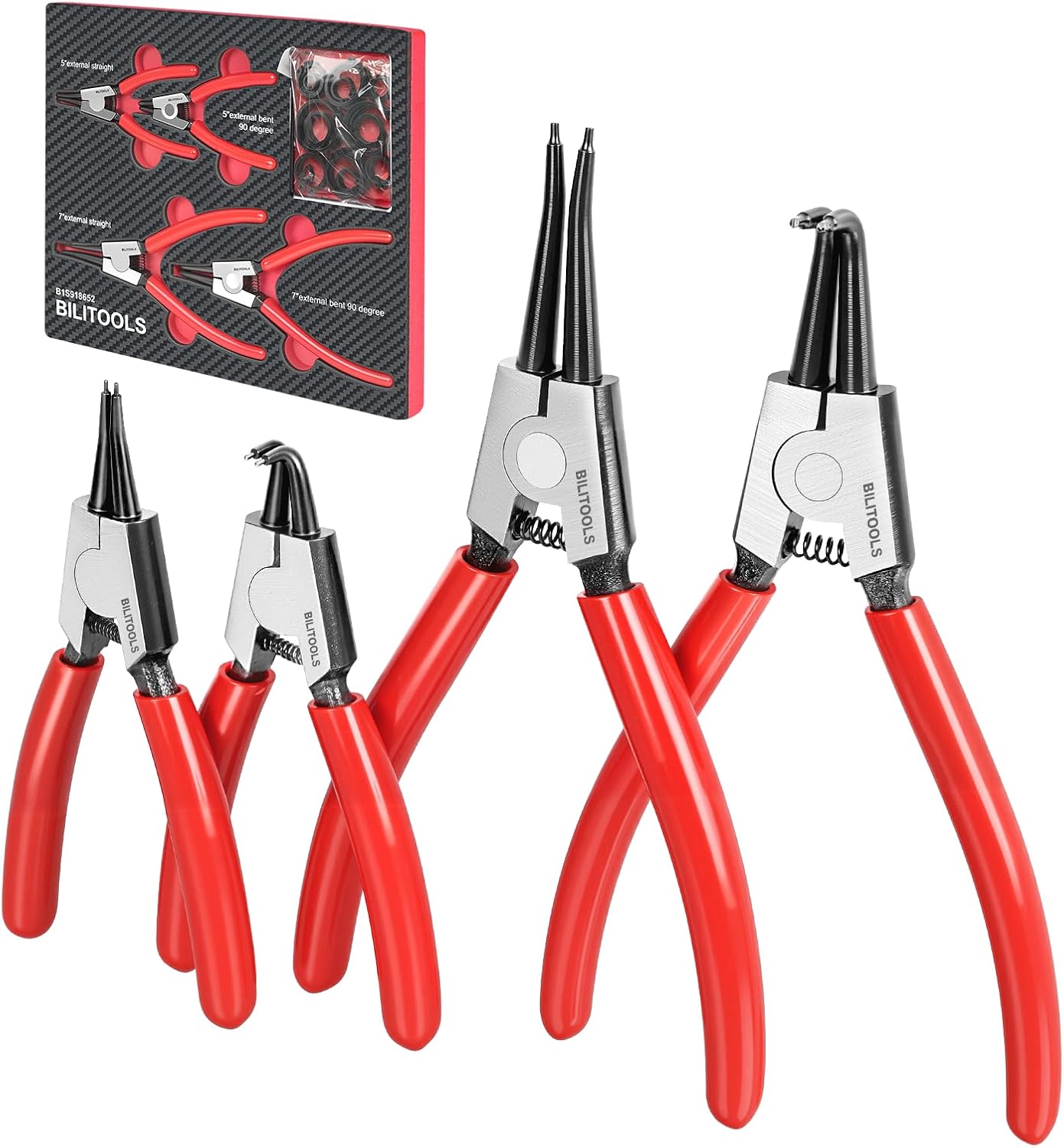 BILITOOLS 4-tlg. Sicherungsringzangen-Set für Außenringe, 125 und 175 mm 1 BILITOOLS 4-tlg. Sicherungsringzangen-Set für Außenringe, 125 und 175 mm