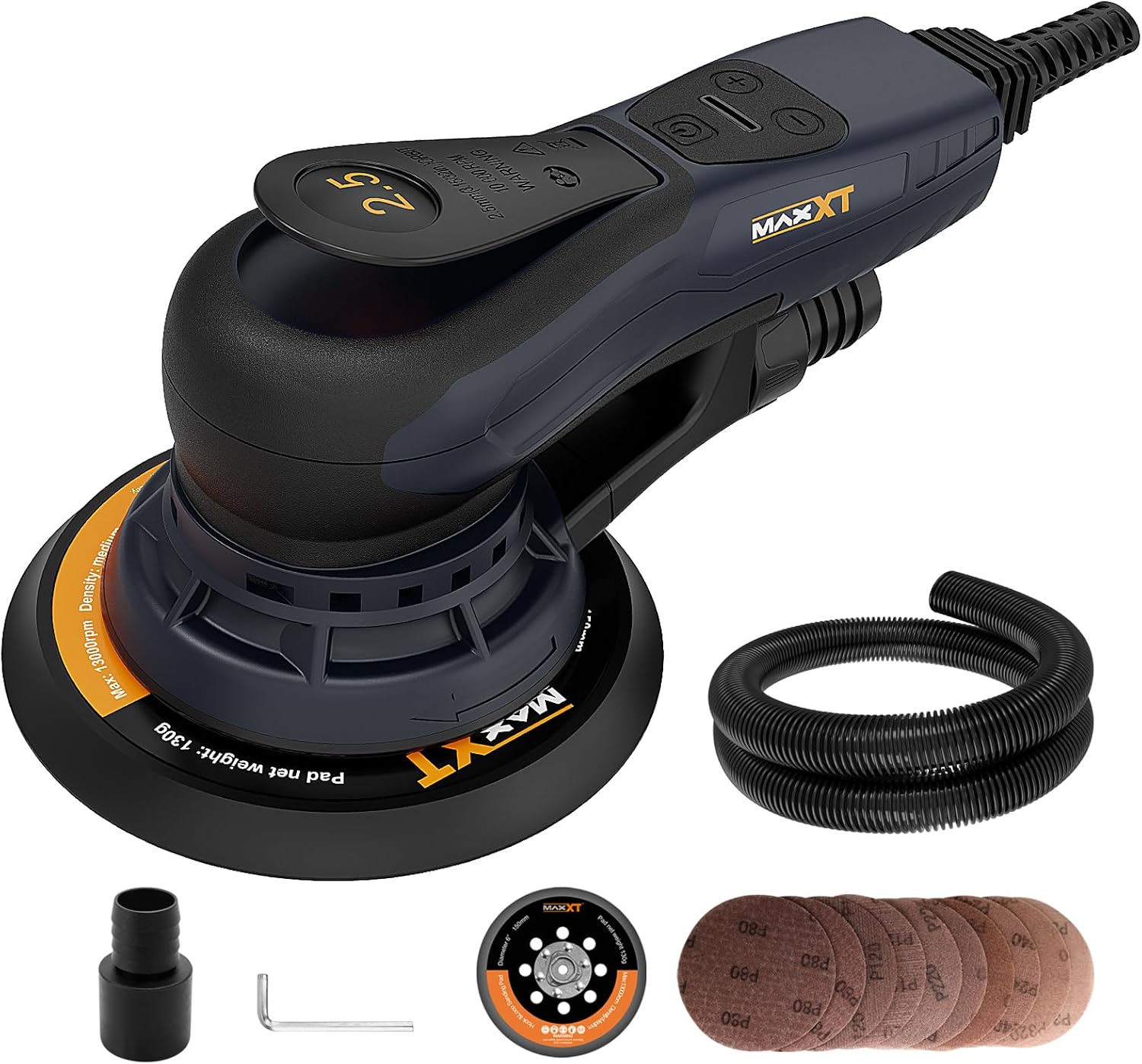 MAXXT Exzenterschleifer, 150 mm (6 Zoll), bürstenloser Motor, 230 V, 2,5 mm Exzenterhub, Schleif- und Poliergerät für Holz 1 MAXXT Exzenterschleifer, 150 mm (6 Zoll), bürstenloser Motor, 230 V, 2,5 mm Exzenterhub, Schleif- und Poliergerät für Holz