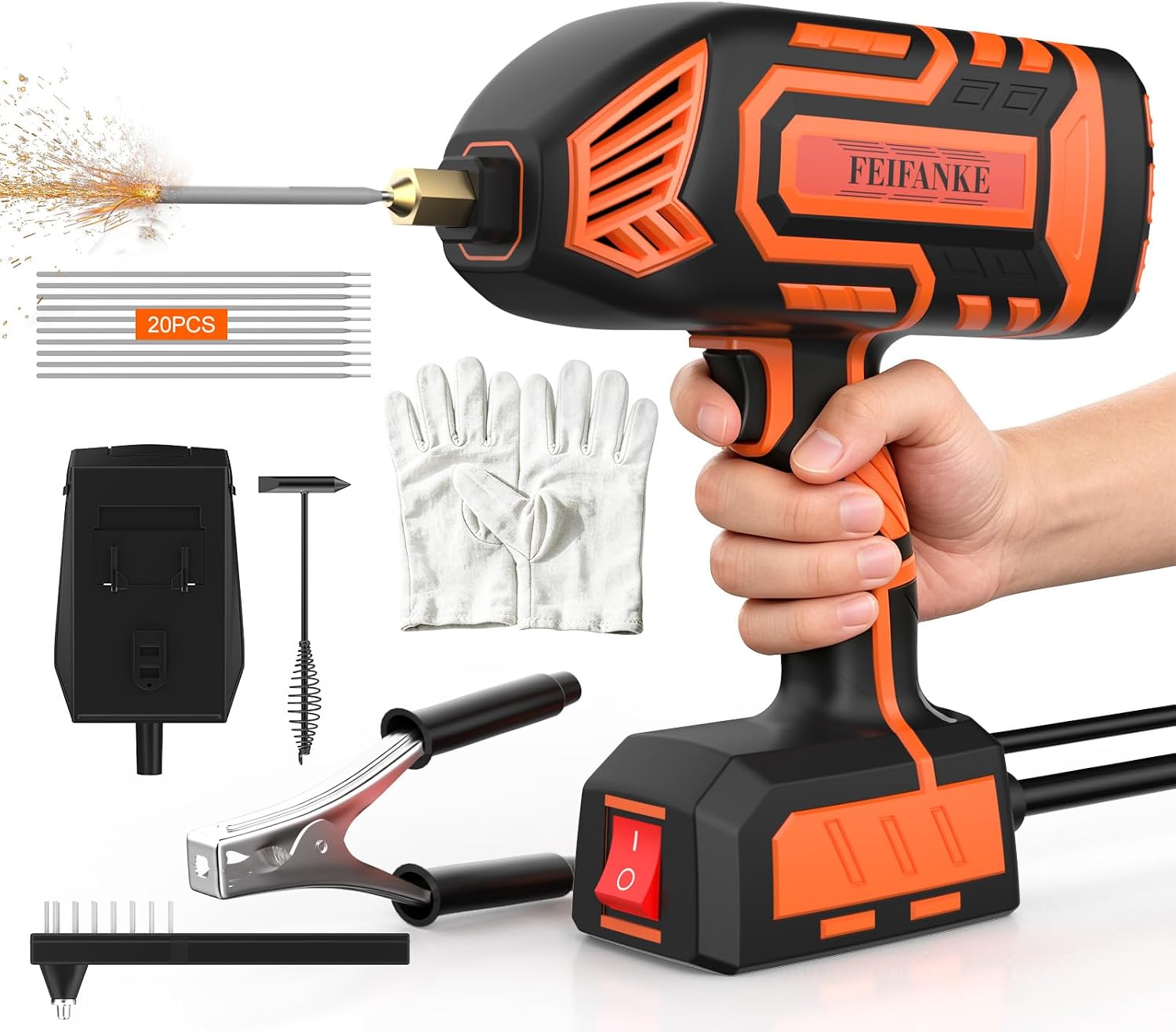 FEIFANKE HandschweißGeräT 220V 120A Elektroden SchweißGeräT IGBT Inverter Tragbares SchweissgeräT HeißStart und Antihaft Funktion 1,6-3,2mm Elektroden für Reparaturen Professionelle SchweißProjekte