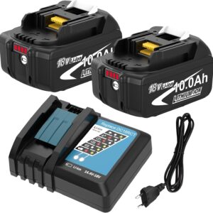 2 Stück 10.0Ah Ersatz für Makita Akku 18V 10Ah + Ladegerät DC18RC
