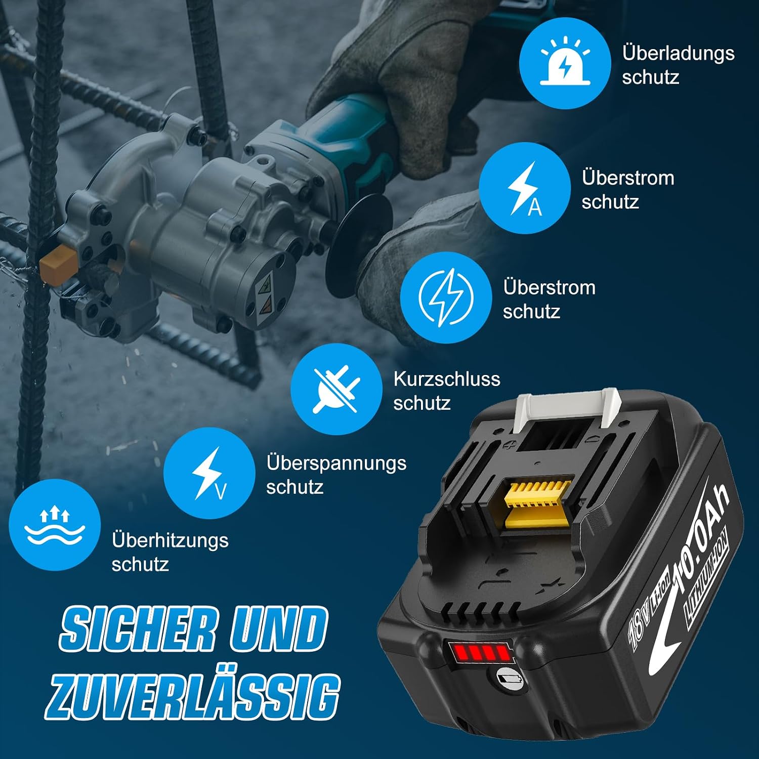 2Stück 10.0Ah Ersatzakku für Makita Akkus 18V LXT BL1850B 5 2Stück 10.0Ah Ersatzakku für Makita Akkus 18V LXT BL1850B – Bild 5