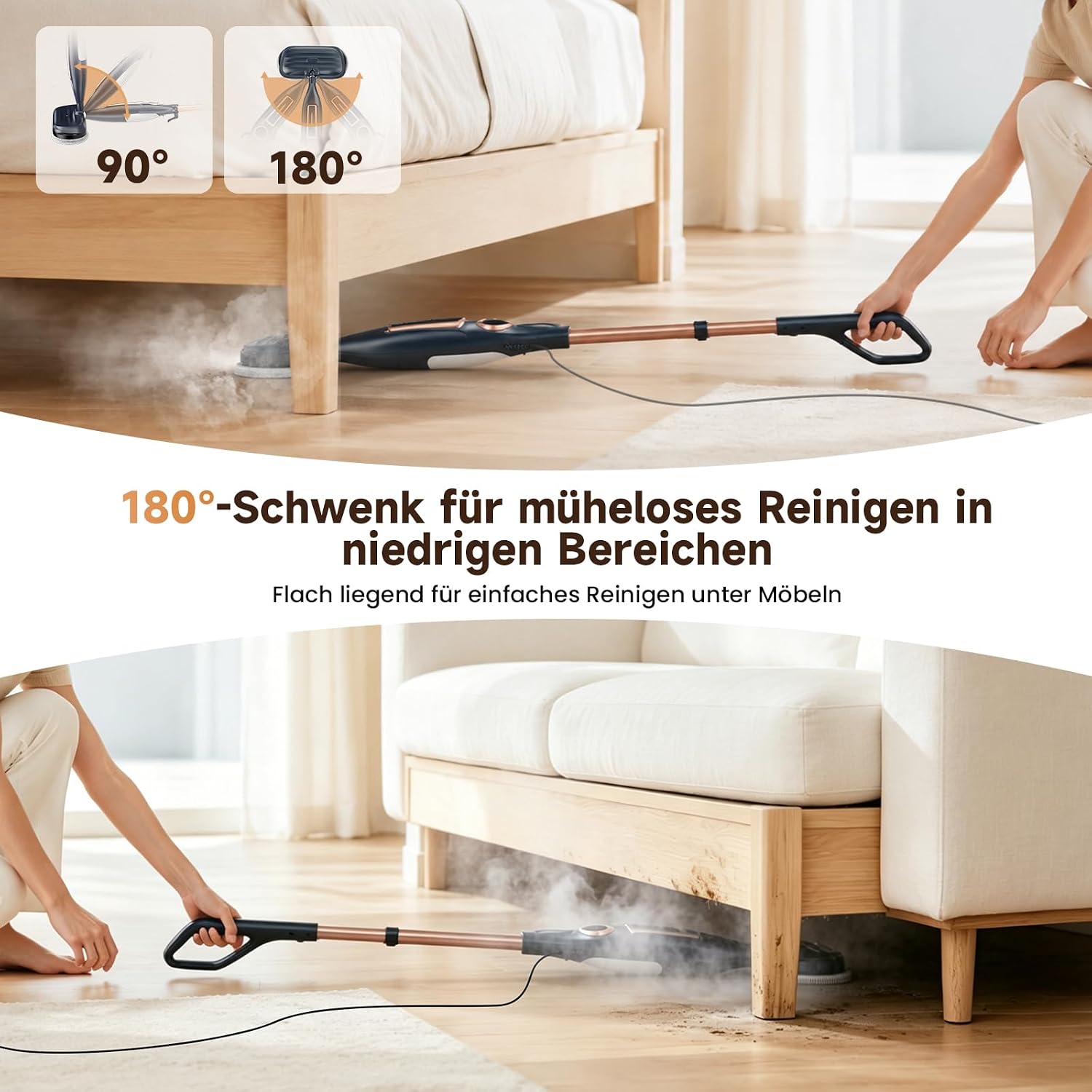 Dampfreiniger, Dampfbesen Steam Mop mit Rotationspads 8-in-1,1300W 5 Dampfreiniger, Dampfbesen Steam Mop mit Rotationspads 8-in-1,1300W – Bild 5
