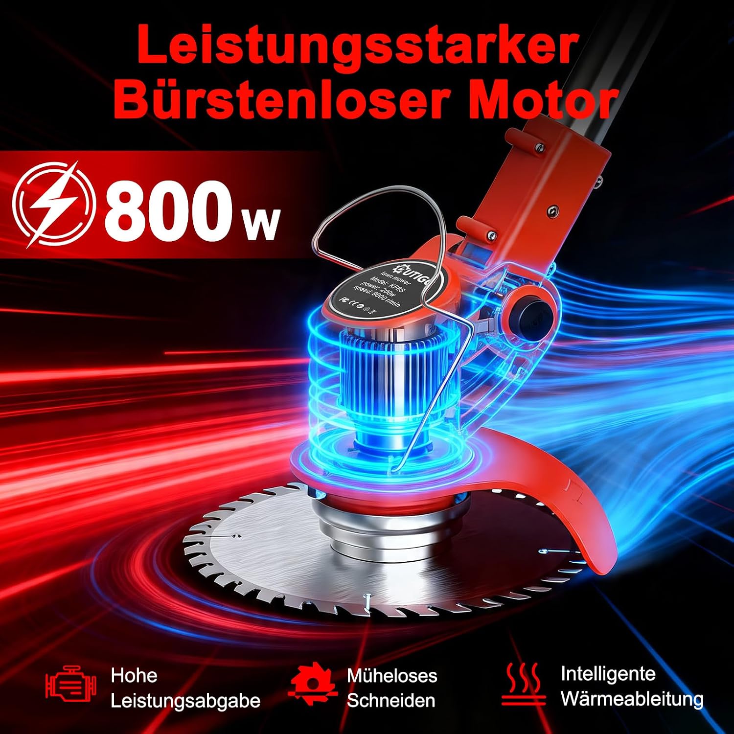 OUTIGO Akku-Rasentrimmer mit 2 * 21V Akku, 4 Messer, dreifach klappbarer Mäher, Rasenmäher, Akku-Gartenmäher für Rasen, Sträucher und Büsche. (Orange-FBA) 2 OUTIGO Akku-Rasentrimmer mit 2 * 21V Akku, 4 Messer, dreifach klappbarer Mäher, Rasenmäher, Akku-Gartenmäher für Rasen, Sträucher und Büsche. (Orange-FBA) – Bild 2