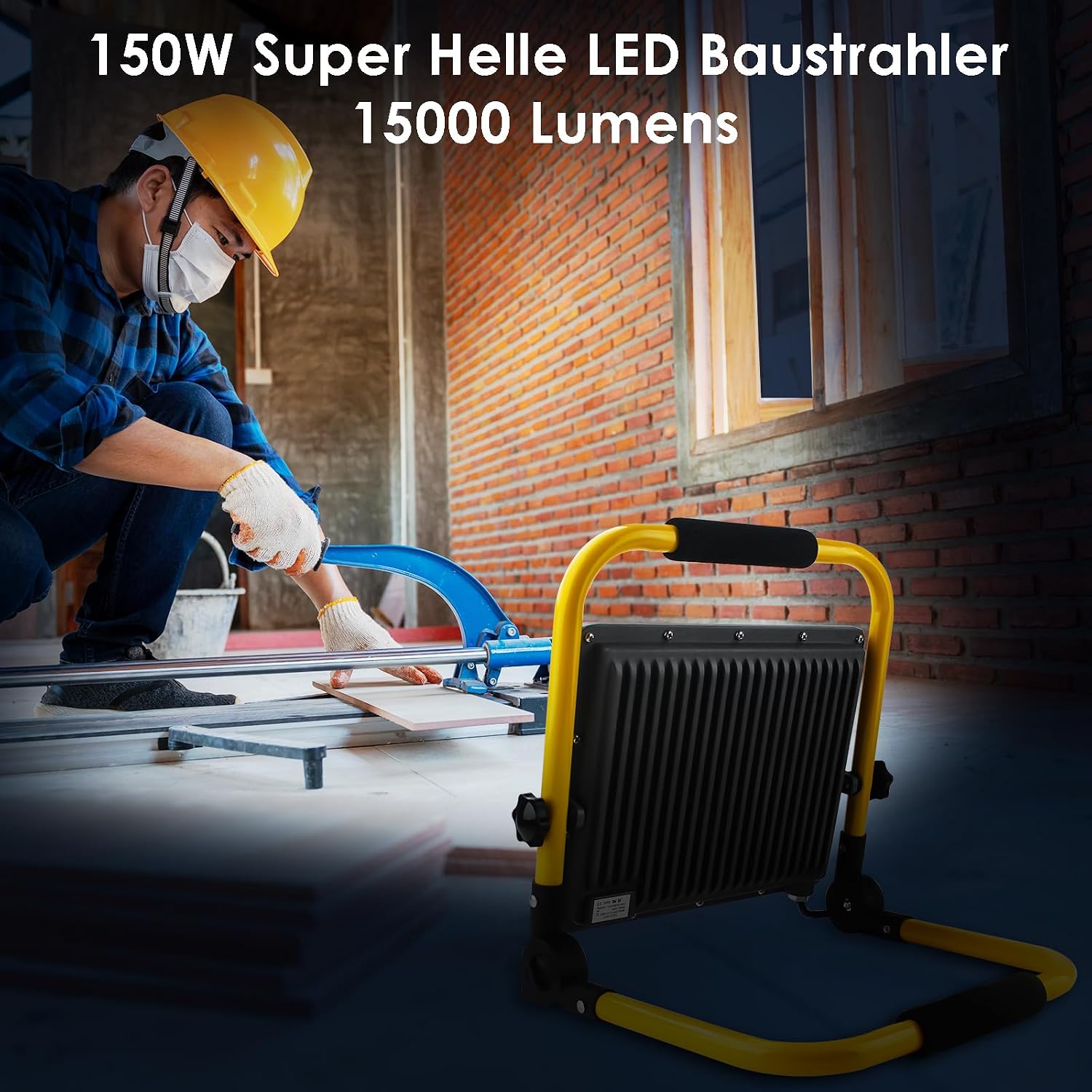 150W LED Baustrahler mit Stativ und 4m VDE Gummikabel, IP66, 6500K 2 150W LED Baustrahler mit Stativ und 4m VDE Gummikabel, IP66, 6500K – Bild 2