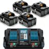 4X 18V 10Ah Ersatzakku für makita akku + Dual Port 6A Ladegerät BL1860B BL1850B BL1840 BL1830 BL1835 BL1845 194205-L1845 BL1890 BL1415 BL1430 BL1440 BL1835 194205-3 LXT-400 with LED Werkzeugakku 6 71jitOcVrnL. AC SL1500