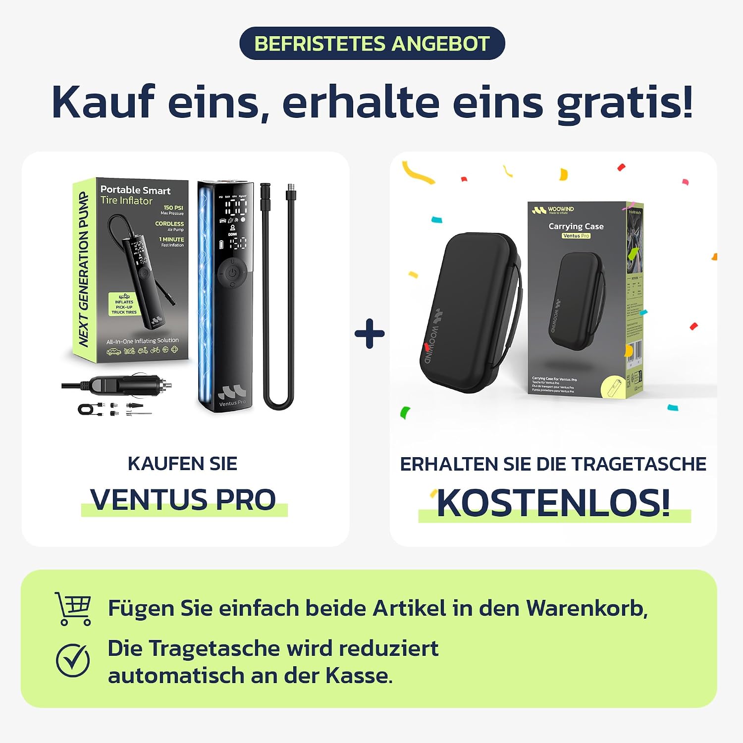 Woowind Elektrische Luftpumpe, Akku Luftpumpe, Fahrradpumpe Elektrisch 2 Woowind Elektrische Luftpumpe, Akku Luftpumpe, Fahrradpumpe Elektrisch – Bild 2
