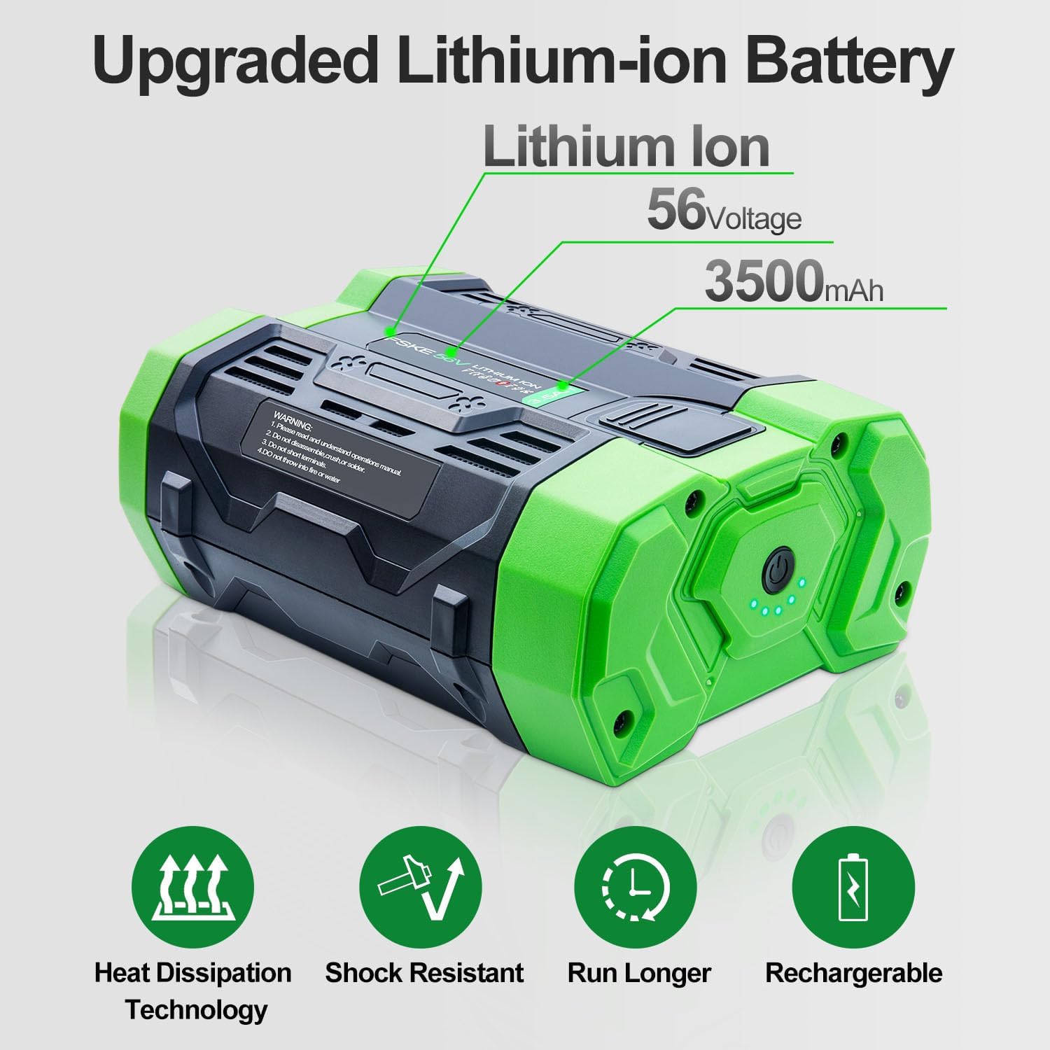 56V 3,5Ah Li-Ion Ersatzakku für E/G/O 56V Akku BA1400 BA2800 BA4200 2 56V 3,5Ah Li-Ion Ersatzakku für E/G/O 56V Akku BA1400 BA2800 BA4200 – Bild 2