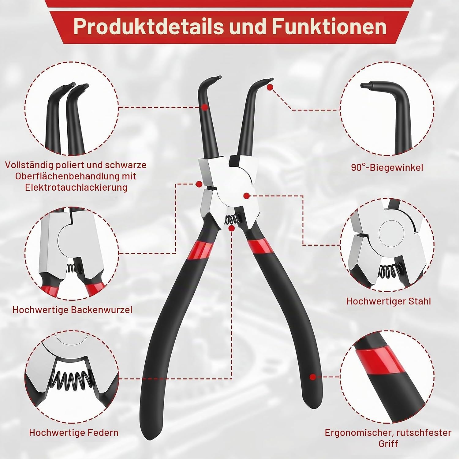 4 Teiliges Sprengringzange Innen und Außen Sprengring Set mit Aufbewahrungstasche Sprengringzangen Set für Mechanik, Reparatur, Montage, Stahlzangen mit Rutschfestem Griff 170mm Schwarz 3 4 Teiliges Sprengringzange Innen und Außen Sprengring Set mit Aufbewahrungstasche Sprengringzangen Set für Mechanik, Reparatur, Montage, Stahlzangen mit Rutschfestem Griff 170mm Schwarz – Bild 3
