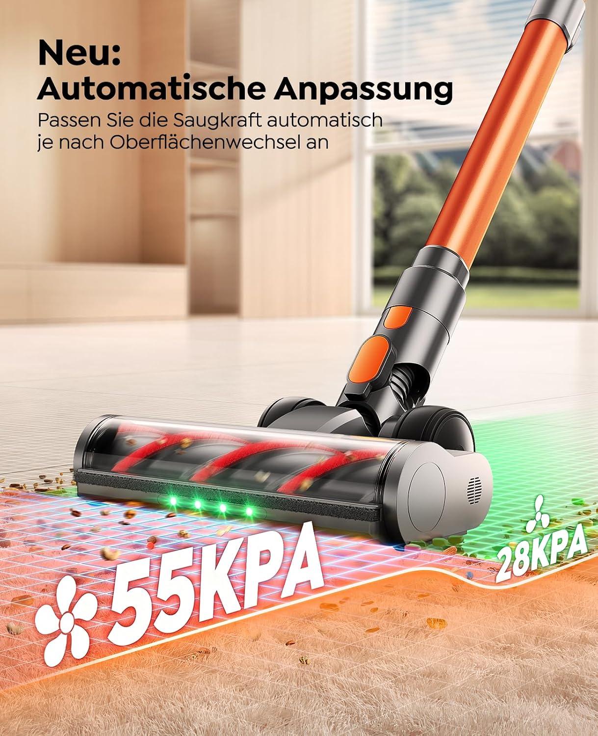 Fieety Akku Staubsauger Kabellos, 650W/55kPa/70Min Faltbares Saugrohr 5 Fieety Akku Staubsauger Kabellos, 650W/55kPa/70Min Faltbares Saugrohr – Bild 5