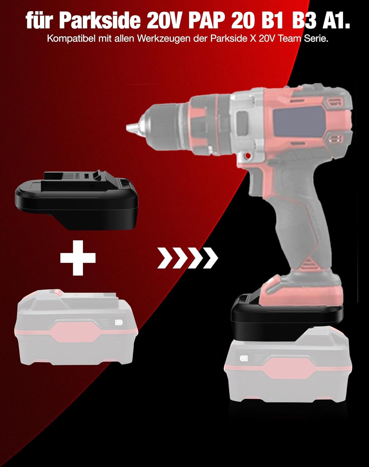 Akku-Adapter für Parkside 20v zu Einhell 18V Elektrowerkzeugen 2 Akku-Adapter für Parkside 20v zu Einhell 18V Elektrowerkzeugen – Bild 2