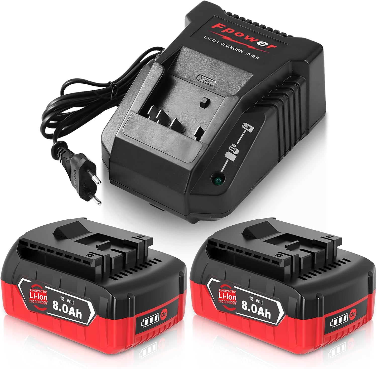 2X 8.0 Ah/8000mAh Ersatzakku für Bosch Akku 18V GBA + Ladegerät