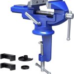 Tischschraubstock, 80mm Klein Schraubstock Klemmbar für Werkbank, Schraubstock Drehbar 360° mit Amboss & Achse für Holzbearbeitung, Bohren, Schneiden