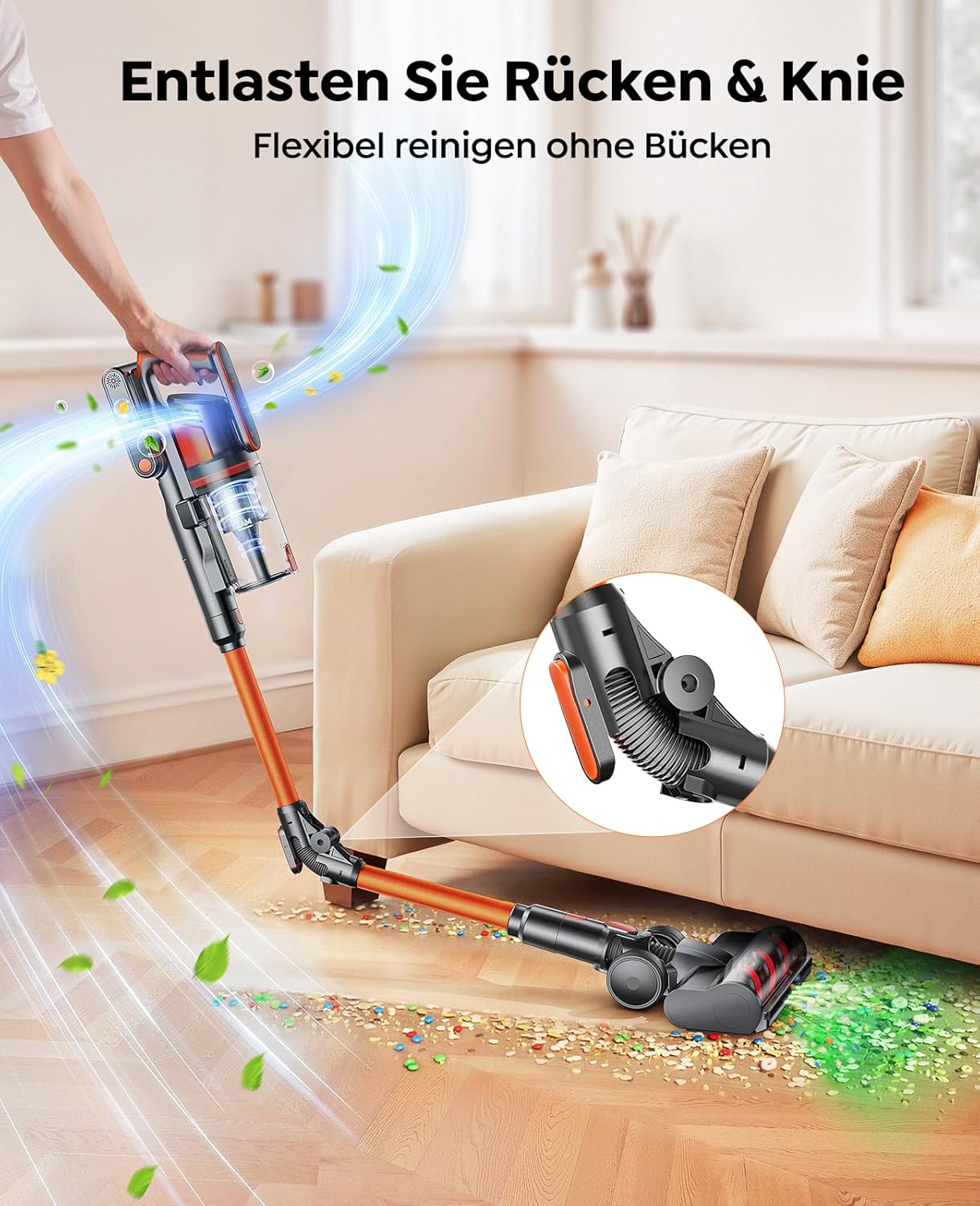 Fieety Akku Staubsauger Kabellos, 650W/55kPa/70Min Faltbares Saugrohr 2 Fieety Akku Staubsauger Kabellos, 650W/55kPa/70Min Faltbares Saugrohr – Bild 2