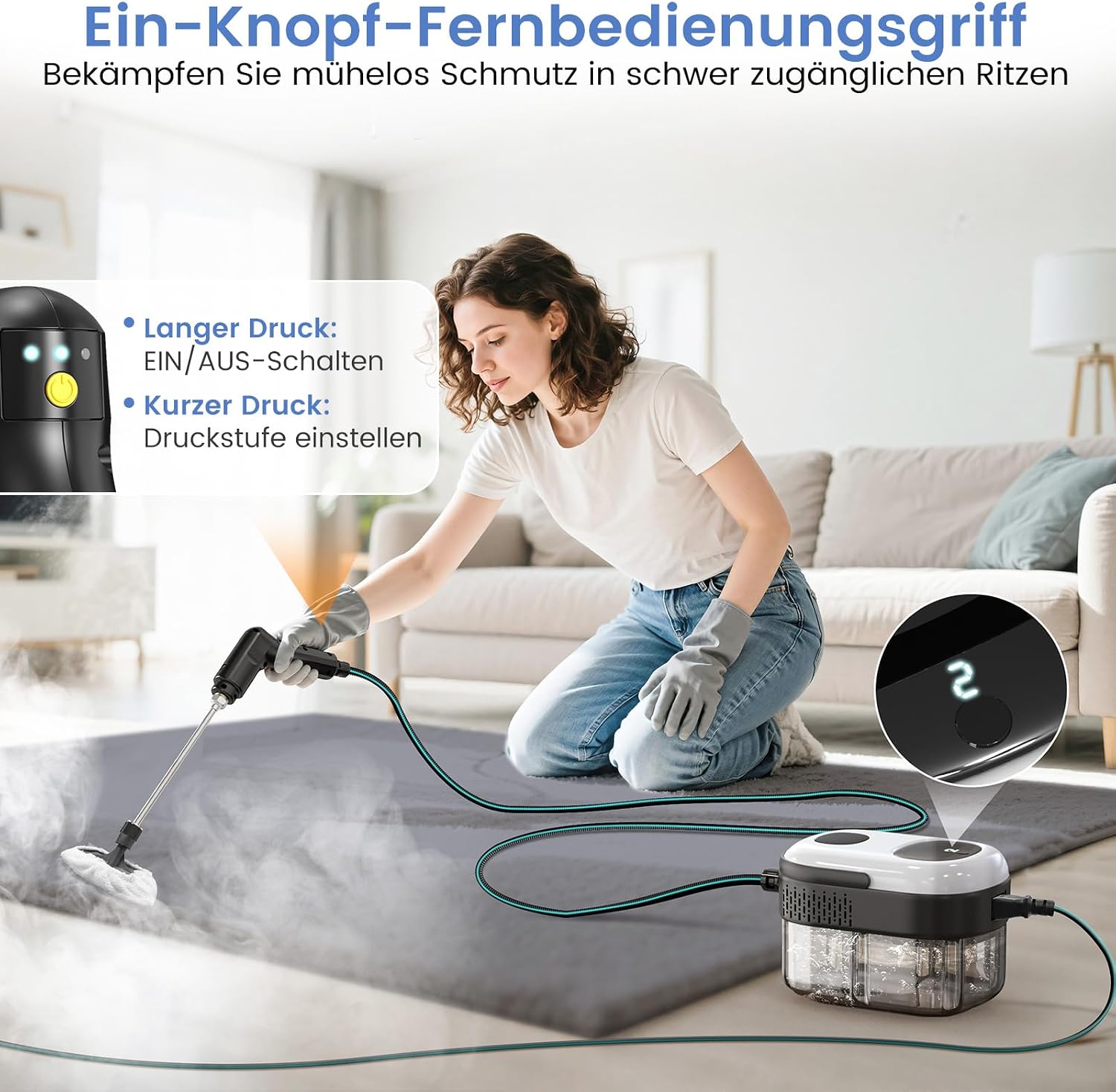 Granarbol 2. Gen. Dampfreiniger Handgerät für alles,15s Heizung, 3 stufig 3 Granarbol 2. Gen. Dampfreiniger Handgerät für alles,15s Heizung, 3 stufig – Bild 3