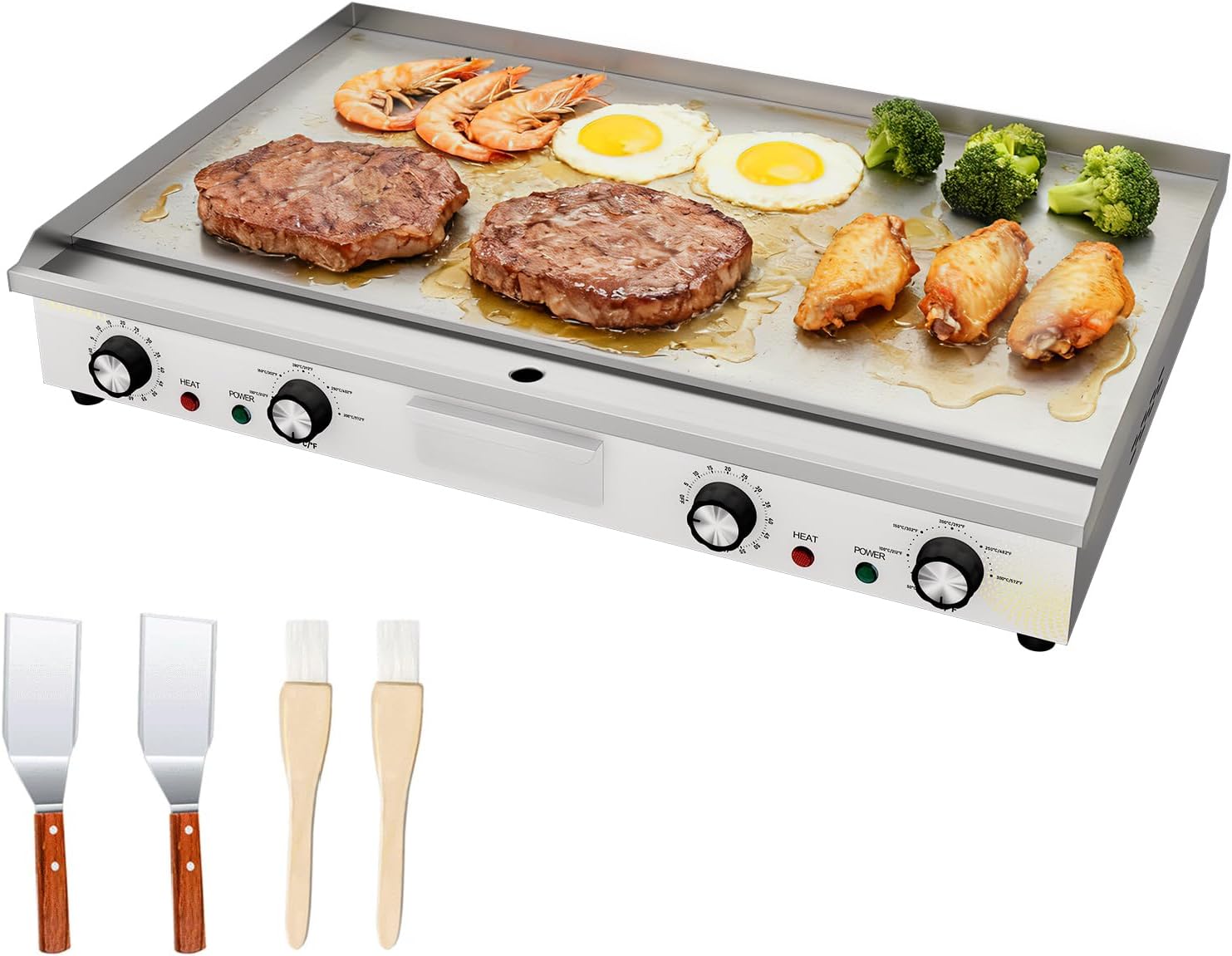 73cm Elektrische Grillplatte Gastro Elektrogrill mit Zeitschaltuhr