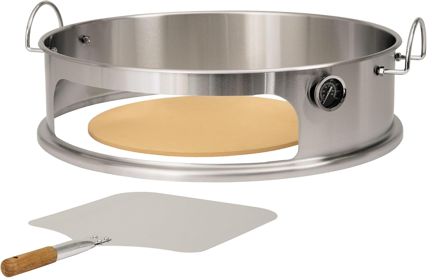 BBQ-Toro Edelstahl Pizza Element Ø 57 cm Kugelgrill, Pizzaeinsatz inkl. Schaufel, Pizzastein und Thermometer 1 BBQ-Toro Edelstahl Pizza Element Ø 57 cm Kugelgrill, Pizzaeinsatz inkl. Schaufel, Pizzastein und Thermometer