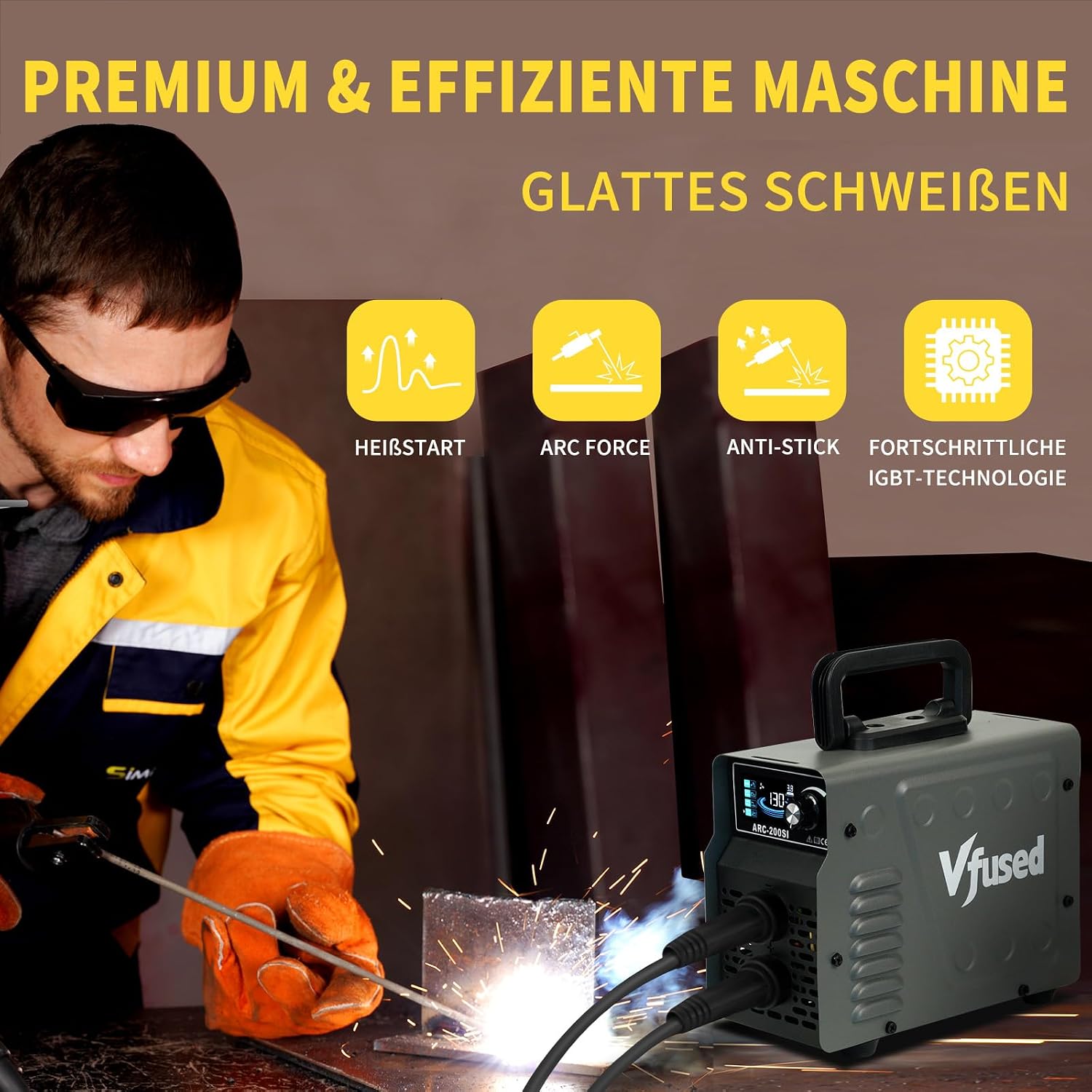 Elektrodenschweißgerät 130A 2.2kg, IGBT Heißstart Lift-TIG 3 Elektrodenschweißgerät 130A 2.2kg, IGBT Heißstart Lift-TIG – Bild 3