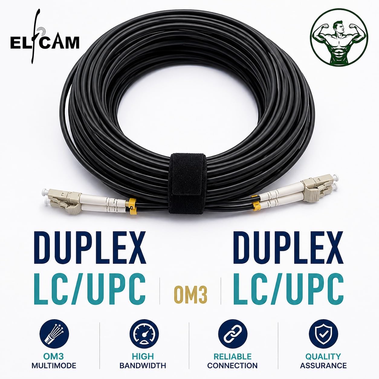 Elfcam® - 100m Gepanzerte Glasfaser-kabel LC/UPC auf LC/UPC OM3 Multimode Duplex 50/125um LSZH, LWL-Kabel LC für den Innen- und Außenbereich, Schwarz, 100M 5 Elfcam® - 100m Gepanzerte Glasfaser-kabel LC/UPC auf LC/UPC OM3 Multimode Duplex 50/125um LSZH, LWL-Kabel LC für den Innen- und Außenbereich, Schwarz, 100M – Bild 5