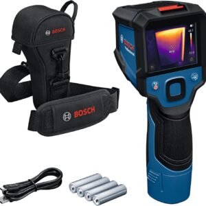 Bosch Professional Wärmebildkamera GTC 12V-450-13 (256x192 px Auflösung, -20°C bis +450 °C, Dual-Stromquelle, AA1 Batterieadapter, 4x 1,5 V LR6 AA, Tasche, USB-C Kabel, Faltbox)