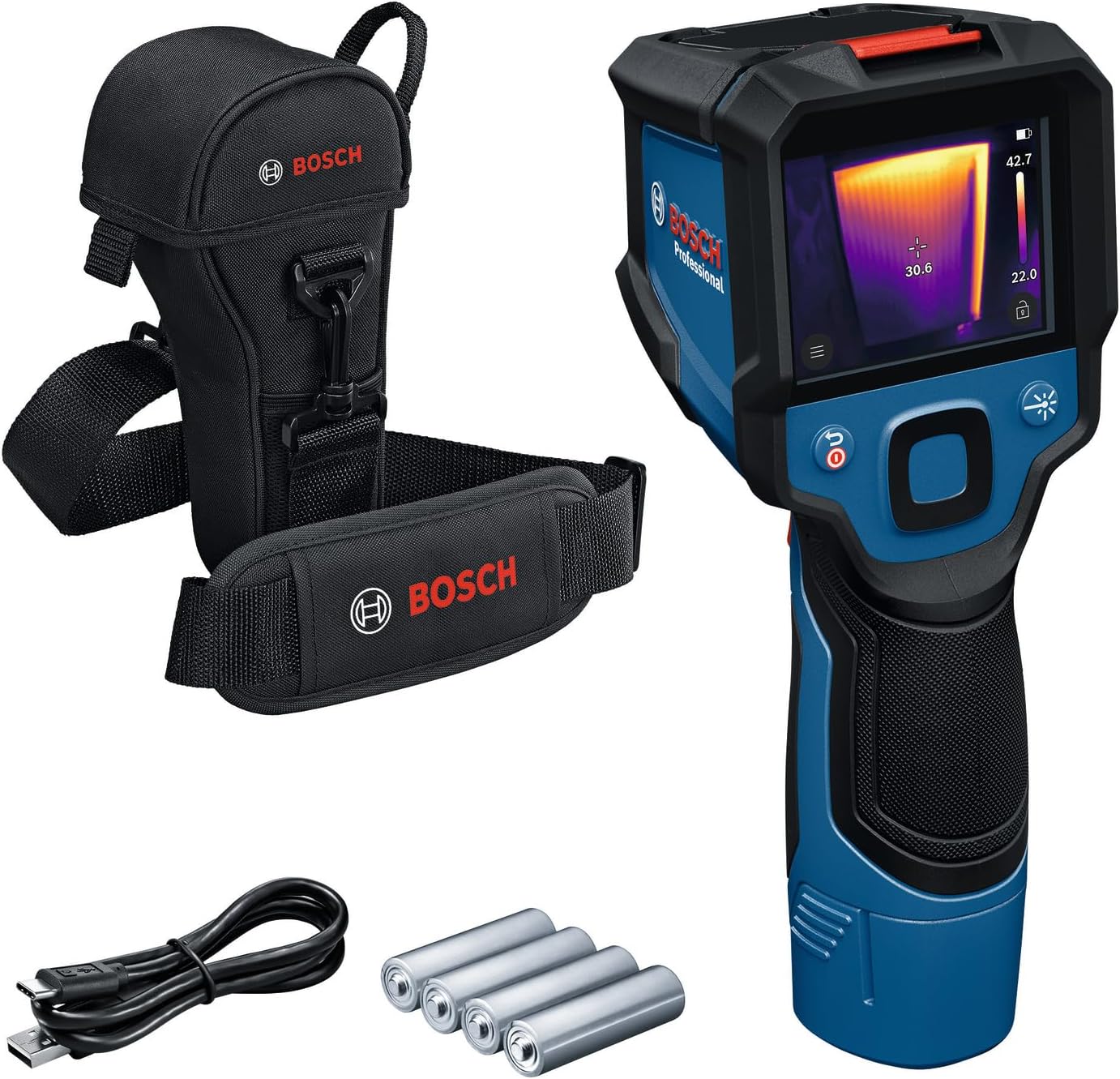 Bosch Professional Wärmebildkamera GTC 12V-450-13 (256x192 px Auflösung, -20°C bis +450 °C, Dual-Stromquelle, AA1 Batterieadapter, 4x 1,5 V LR6 AA, Tasche, USB-C Kabel, Faltbox) 1 Bosch Professional Wärmebildkamera GTC 12V-450-13 (256x192 px Auflösung, -20°C bis +450 °C, Dual-Stromquelle, AA1 Batterieadapter, 4x 1,5 V LR6 AA, Tasche, USB-C Kabel, Faltbox)
