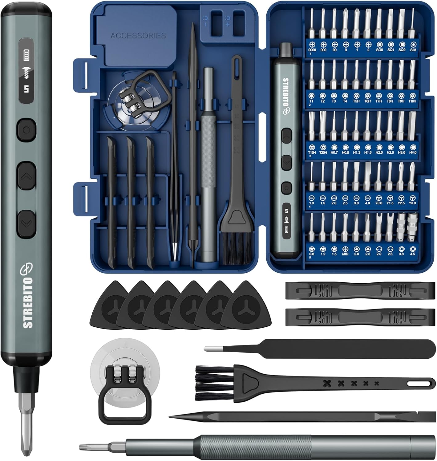 STREBITO Mini elektro schraubendreher mit 4 LED,Mini Reparatur werkzeug set 1 STREBITO Mini elektro schraubendreher mit 4 LED,Mini Reparatur werkzeug set