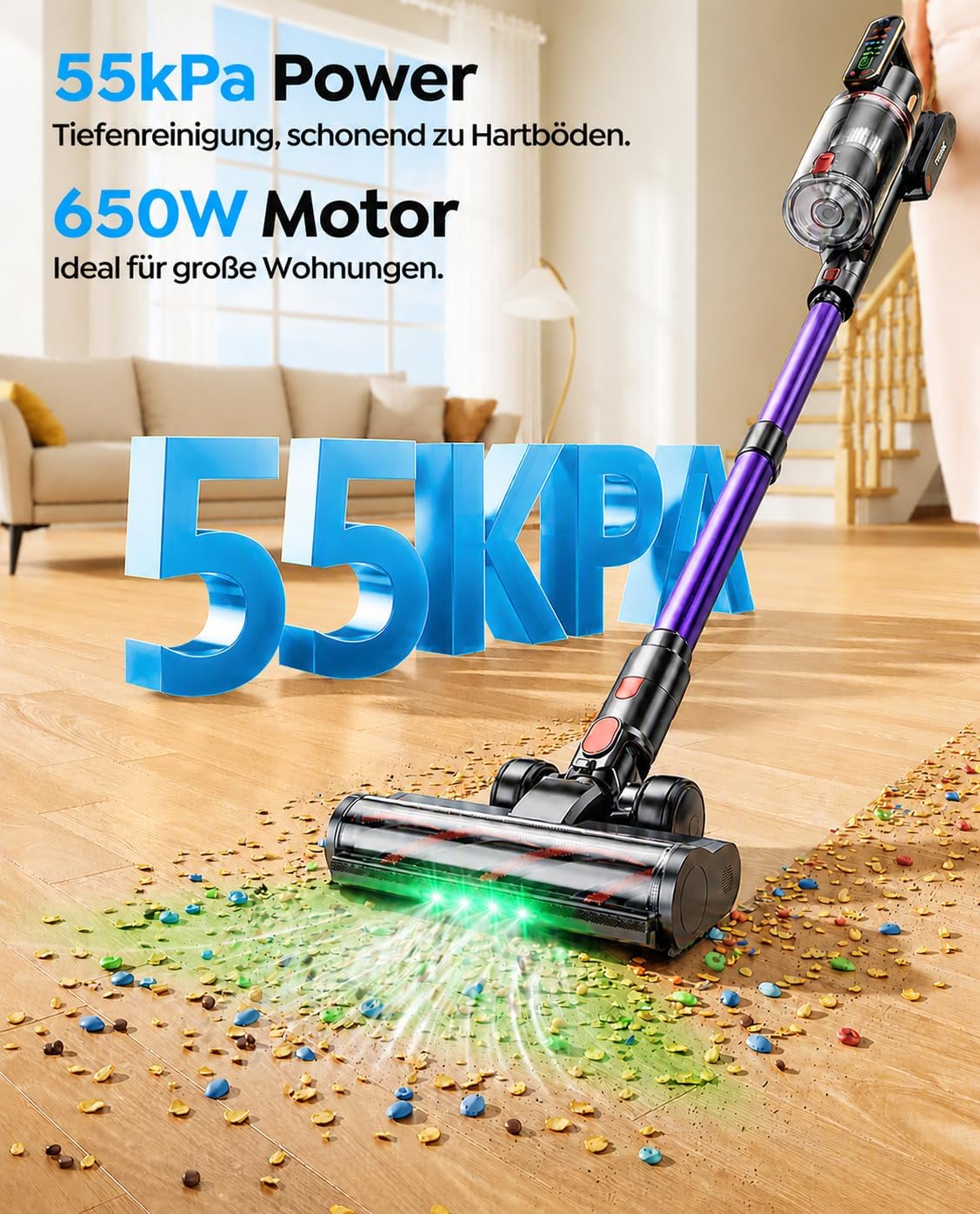 Fieety 650W/55KPa/70Min Akku Staubsauger für Tierhaare mit Tierpflegebürste 2 Fieety 650W/55KPa/70Min Akku Staubsauger für Tierhaare mit Tierpflegebürste – Bild 2
