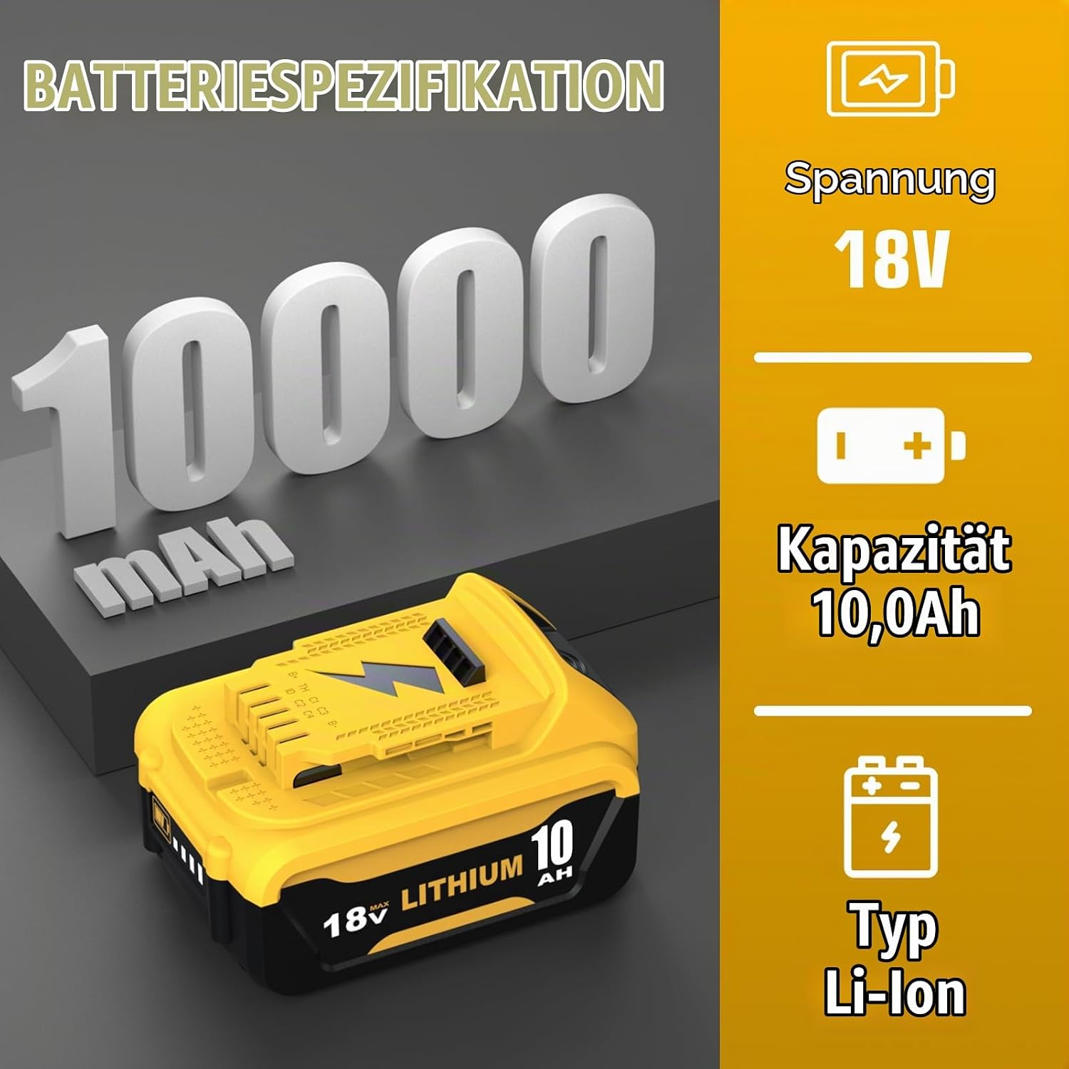 2 Stück 10.0Ah Ersatzakku für Dewalt Akku 18V DCB184 2 2 Stück 10.0Ah Ersatzakku für Dewalt Akku 18V DCB184 – Bild 2