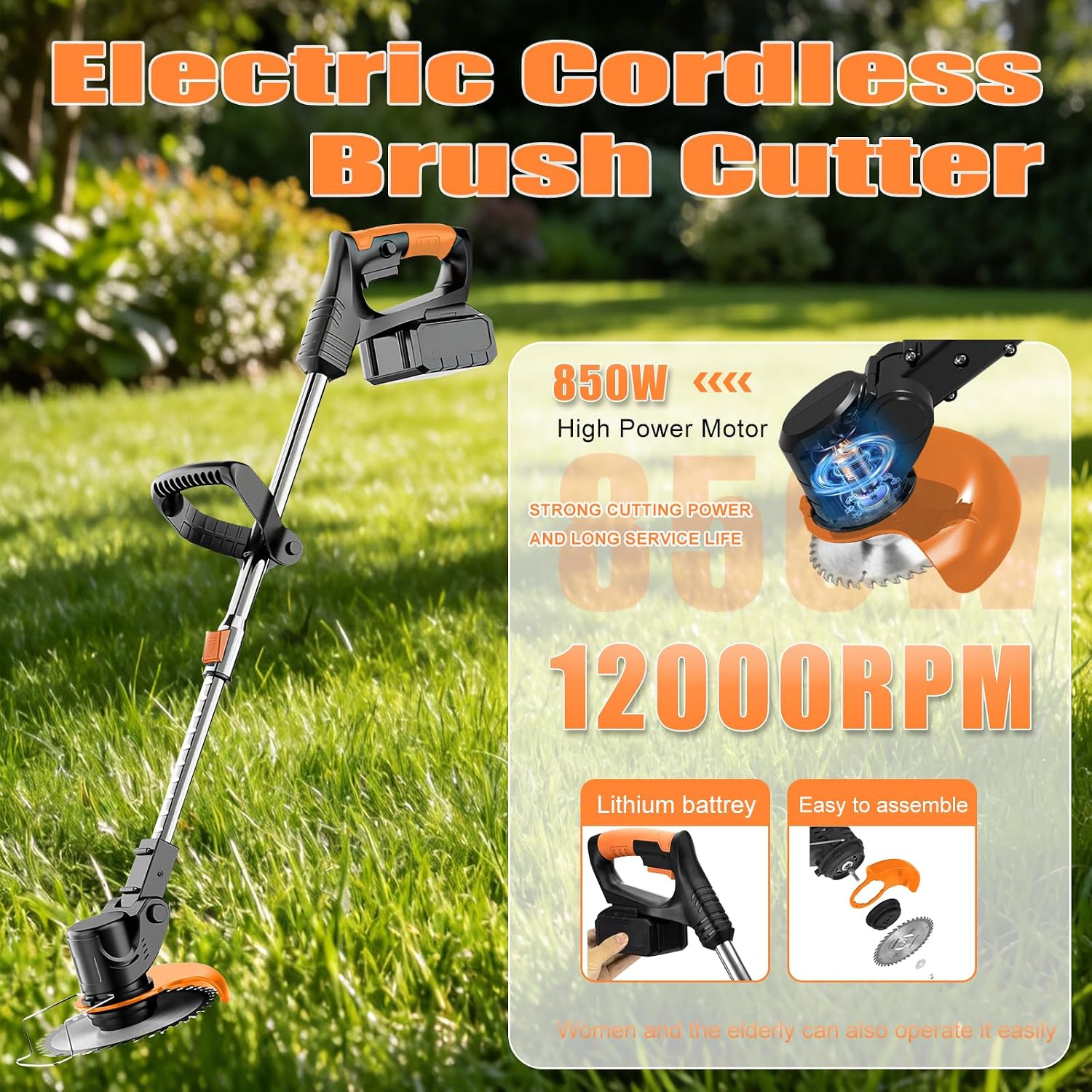 Rasentrimmer mit Akku und Messern 21V Freischneider mit 2*2.0 Ah Akkus und Ladegerät 3 in1 Elektrischer Rasenkantenschneider ohne Kabel Verstellbarer Griff Akku Trimmer für Höfe Garden Trimmen Schwarz 3 Rasentrimmer mit Akku und Messern 21V Freischneider mit 2*2.0 Ah Akkus und Ladegerät 3 in1 Elektrischer Rasenkantenschneider ohne Kabel Verstellbarer Griff Akku Trimmer für Höfe Garden Trimmen Schwarz – Bild 3