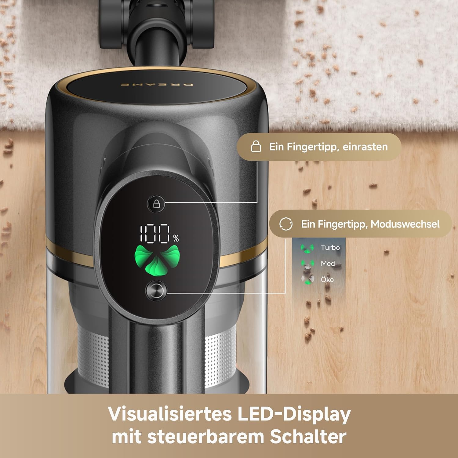 dreame R20 SE-A Akku-Staubsauger, 20 000Pa/150 AW Saugkraft, LED-Display 3 dreame R20 SE-A Akku-Staubsauger, 20 000Pa/150 AW Saugkraft, LED-Display – Bild 3