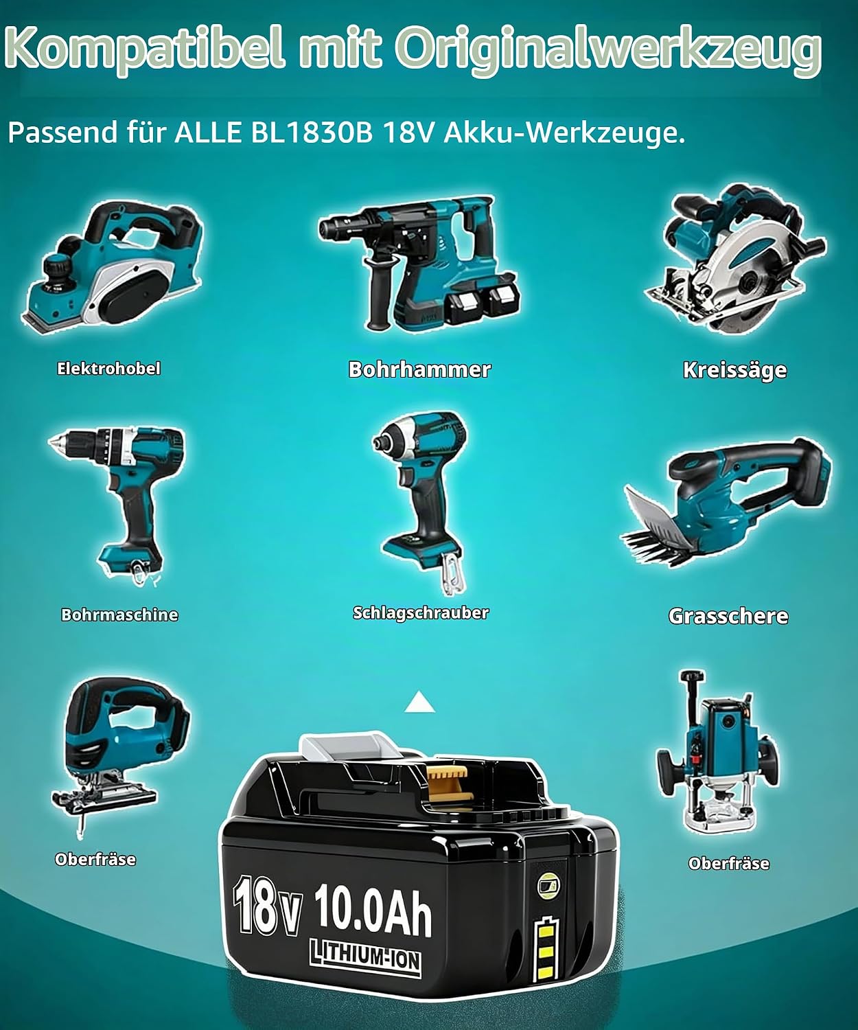 2X 18V 10.0Ah/10000mAh Ersatzakku für makita akku 5 2X 18V 10.0Ah/10000mAh Ersatzakku für makita akku – Bild 5