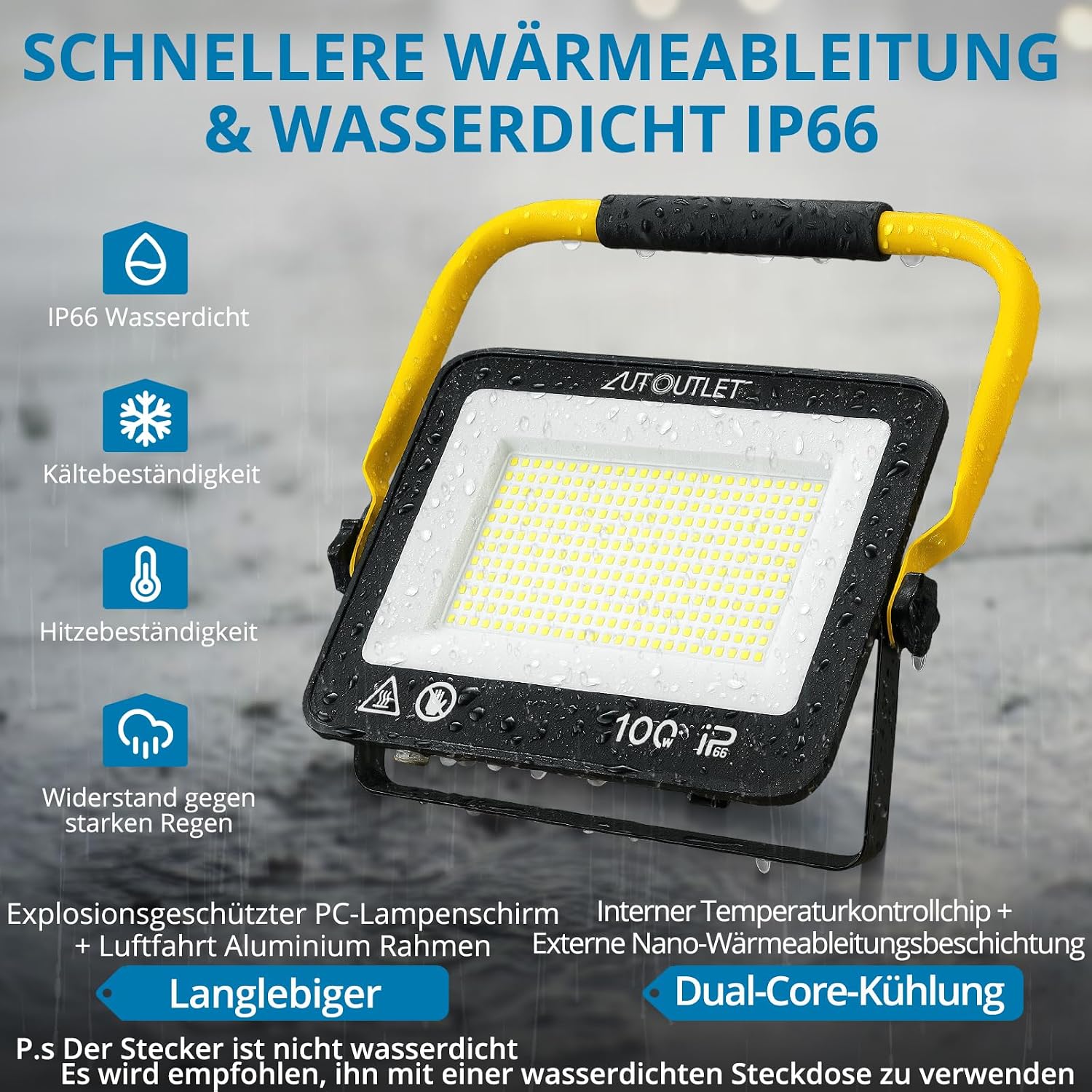 AUTOUTLET Baustrahler LED mit Stativ 300W, 3 Farbtemperaturmodi & 5M Kabel 5 AUTOUTLET Baustrahler LED mit Stativ 300W, 3 Farbtemperaturmodi & 5M Kabel – Bild 5