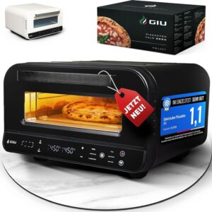 GIU Elektrischer Pizzaofen - Starker Elektro-Ofen für neapolitanische Pizza | Backofen, Pizzaofen, elektrisch, Electric Oven | Über 450 Grad FusionHeat-Tech | Genieße Steinofen-Geschmack Zuhause